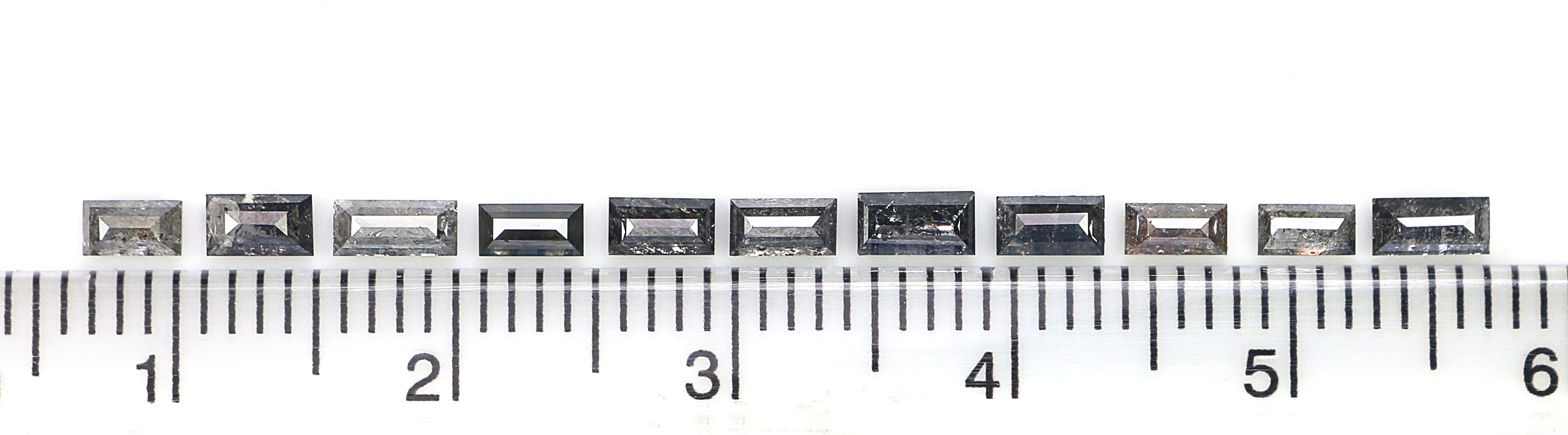1.33 CT Natural Loose Baguette Cut Diamond Salt And Pepper Baguette Diamond 3.50 MM Natural Black Grey Color Baguette Rose Cut Diamond N1895
