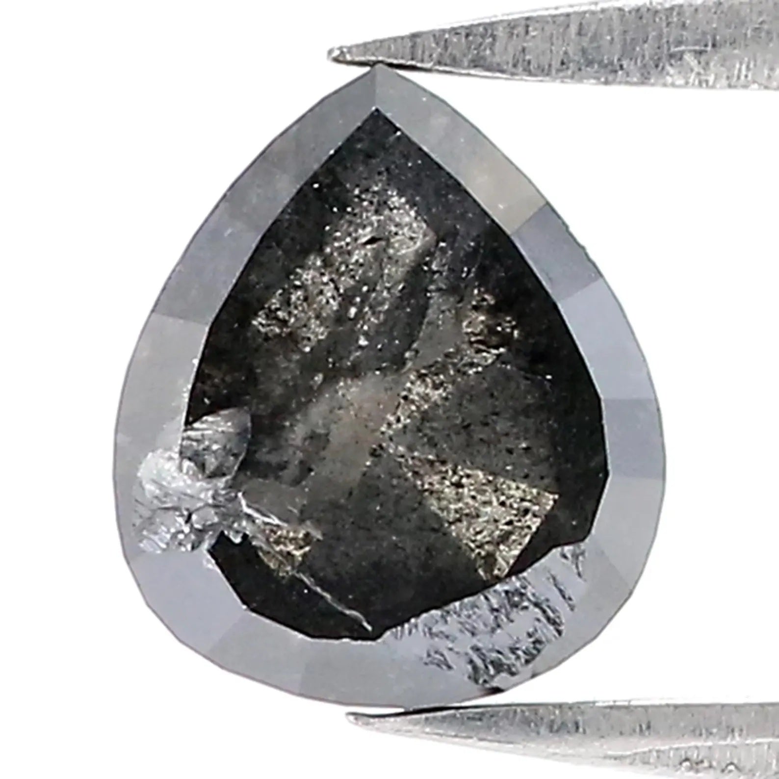 1.56 CT Natural Loose Pear Shape Diamond Salt And Pepper Pear Cut Diamond 7.40 MM Natural Loose Diamond Pear Shape Rose Cut Diamond QN9477