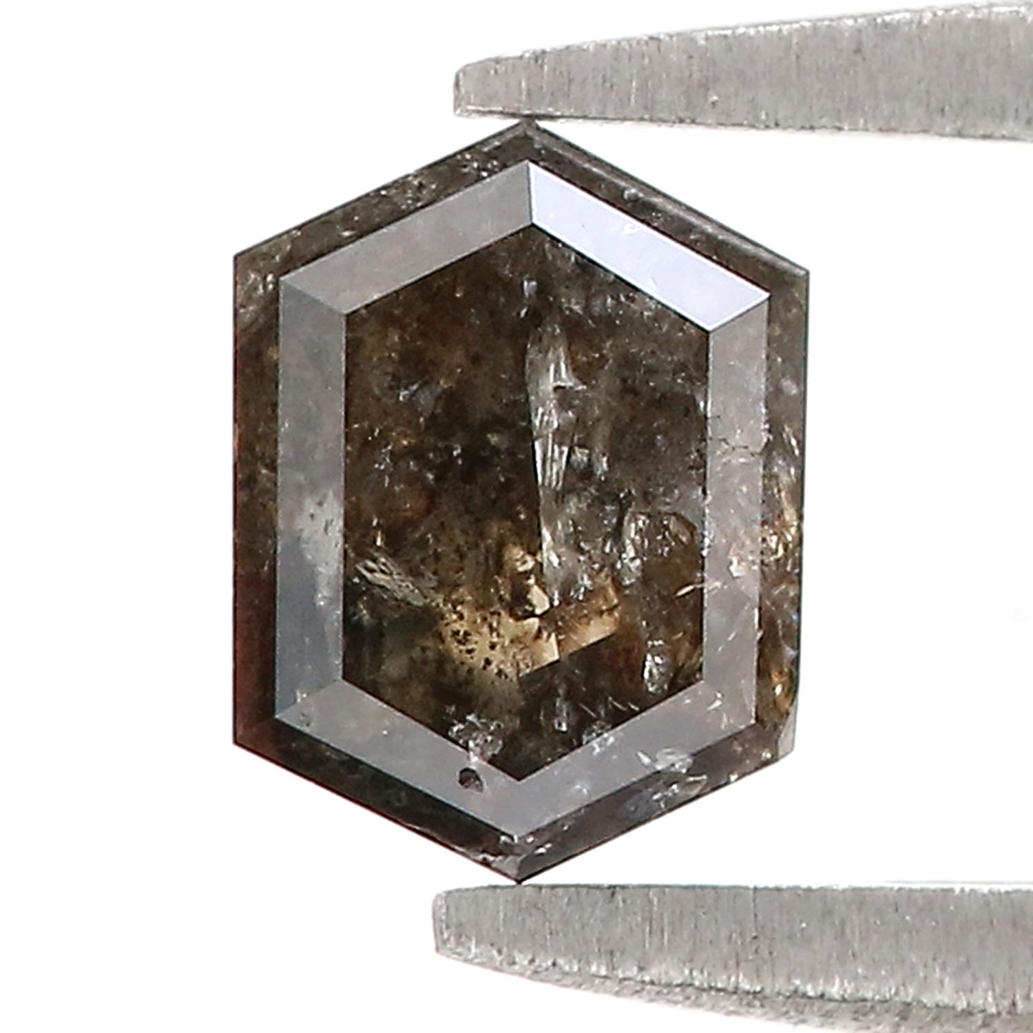 0.65 Ct Natural Loose Hexagon Shape Diamond Black Brown Color Hexagon Diamond 6.30 MM Natural Loose Diamond Hexagon Shape Diamond QK2330