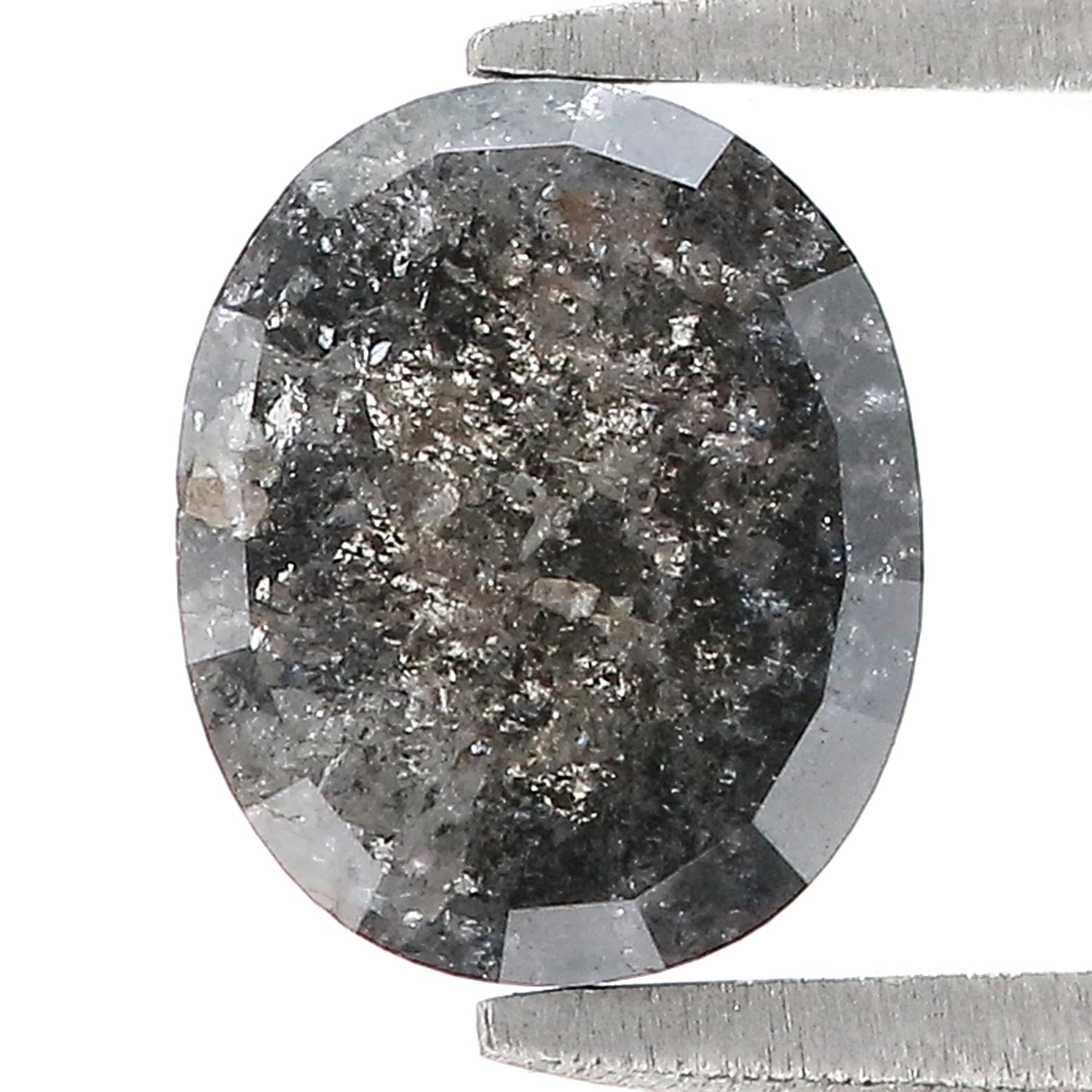1.58 Ct Natural Loose Oval Shape Diamond Black Grey Color Oval Cut Diamond 7.85 MM Natural Salt And Pepper Oval Rose Cut Diamond LQ3312