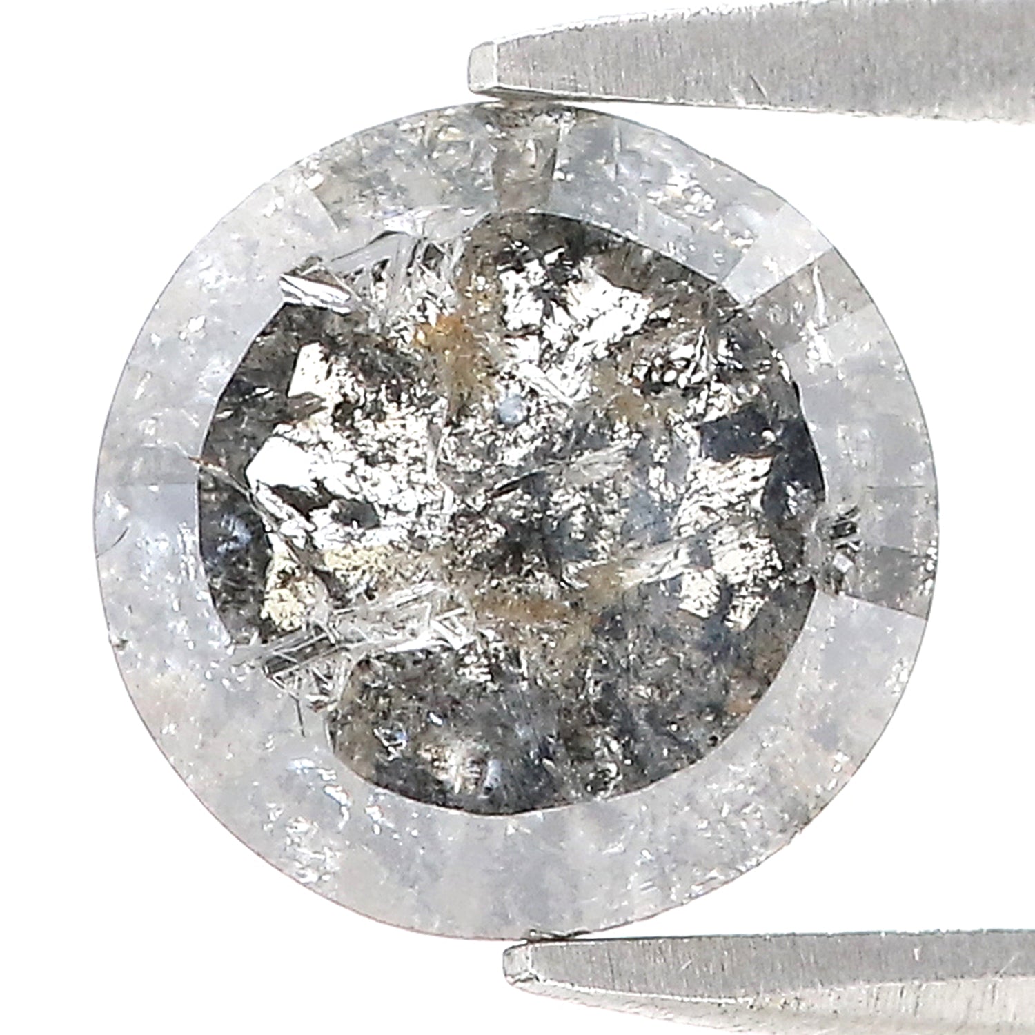 2.77 Ct Natural Loose Round Rose Cut Diamond Black Gray Color Round Diamond 8.40 MM Natural Loose Salt and Pepper Rose Cut Diamond QL9731