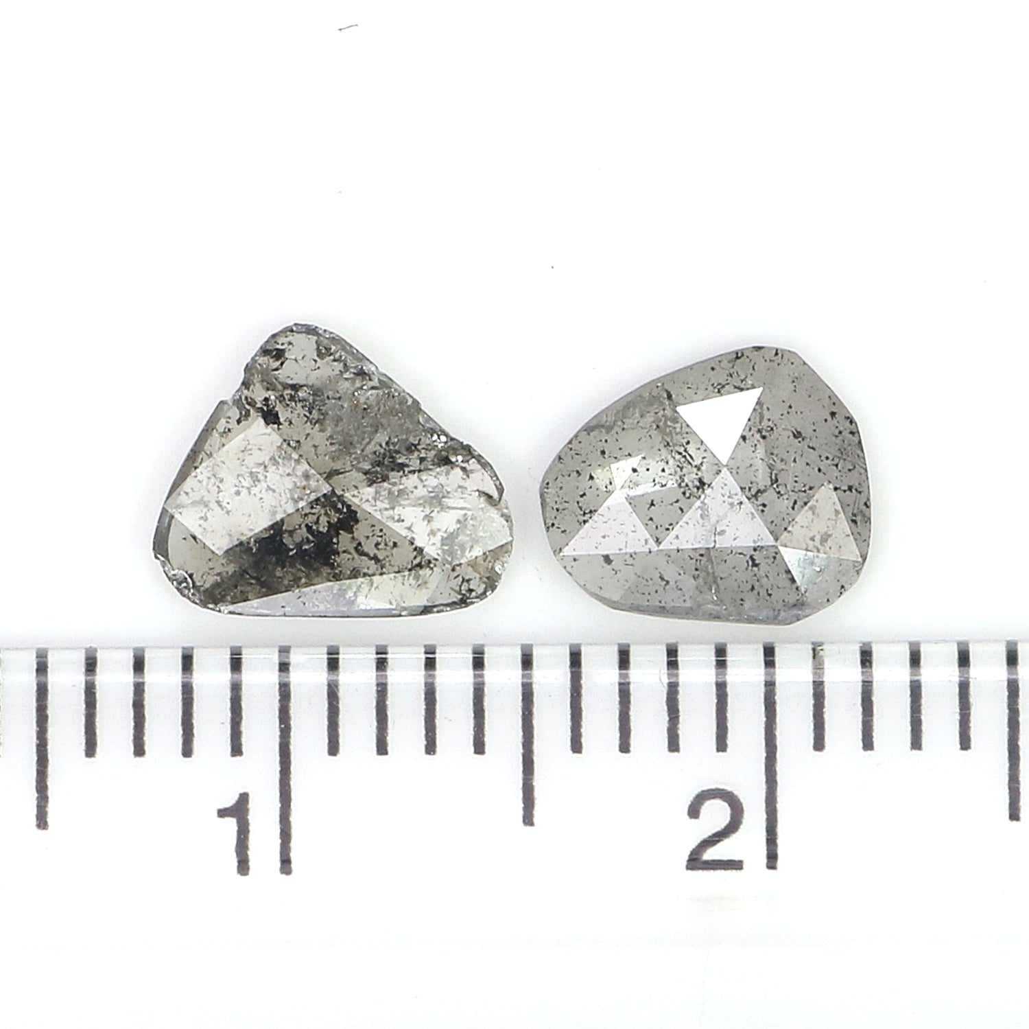Natural Salt And Pepper Slice Diamond Pair Black Grey Loose Flat Diamond For Custom Galaxy Earrings Rustic Diamond Earring Stone L3622