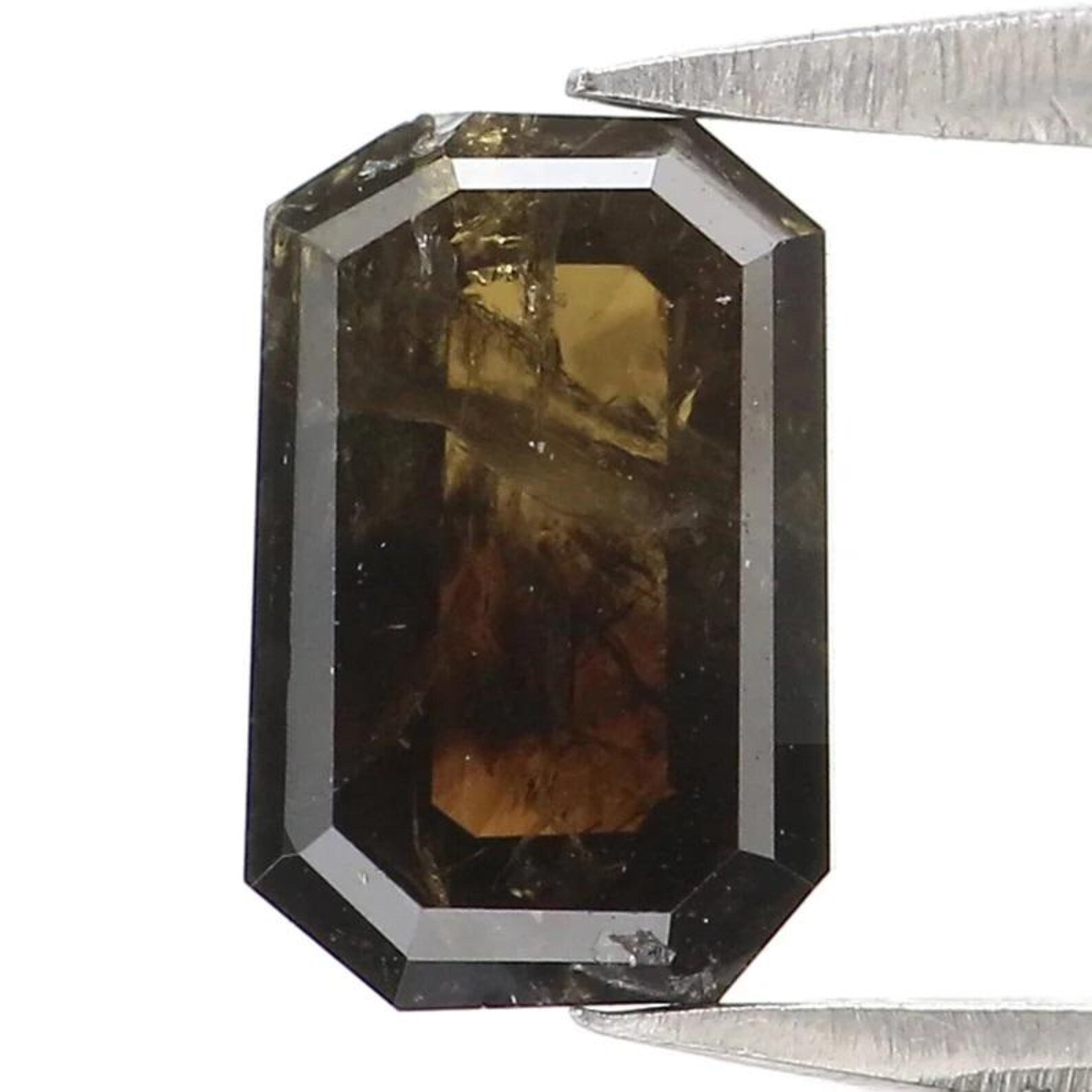 1.19 CT Natural Loose Emerald Shape Diamond Brown Color Emerald Diamond 7.55 MM Natural Diamond Brown Color Emerald Rose Cut Diamond NQ2361