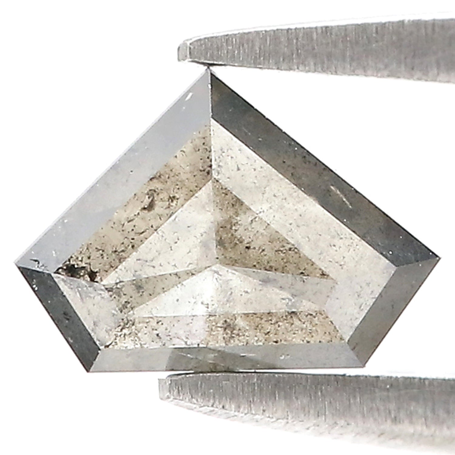0.61 CT Natural Loose Shield Shape Diamond Salt And Pepper Shield Diamond 5.00 MM Natural Black Grey Color Shield Rose Cut Diamond N2663