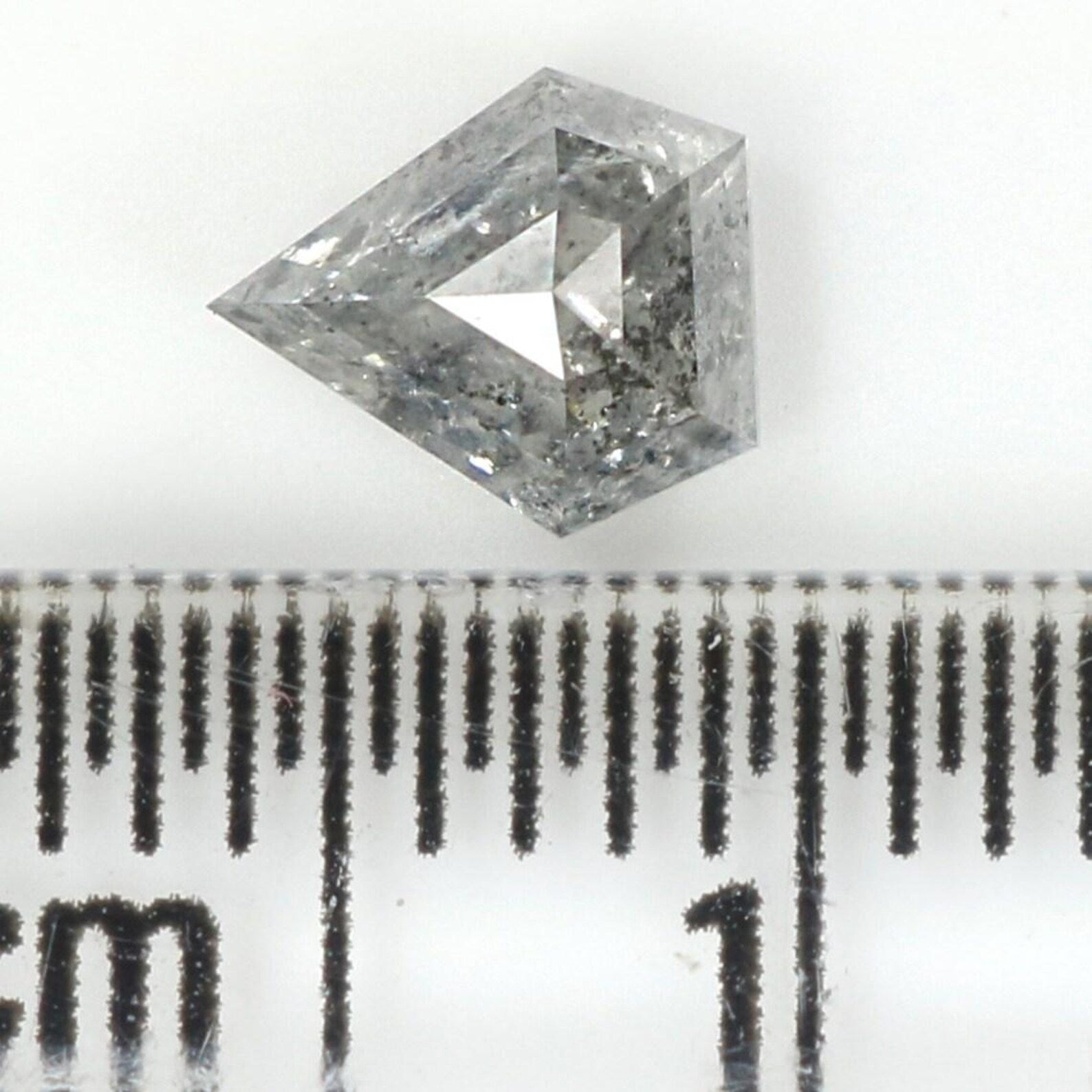 0.64 CT Natural Loose Shield Shape Diamond Salt And Pepper Shield Diamond 5.80 MM Natural Black Gray Color Shield Rose Cut Diamond NQ1672