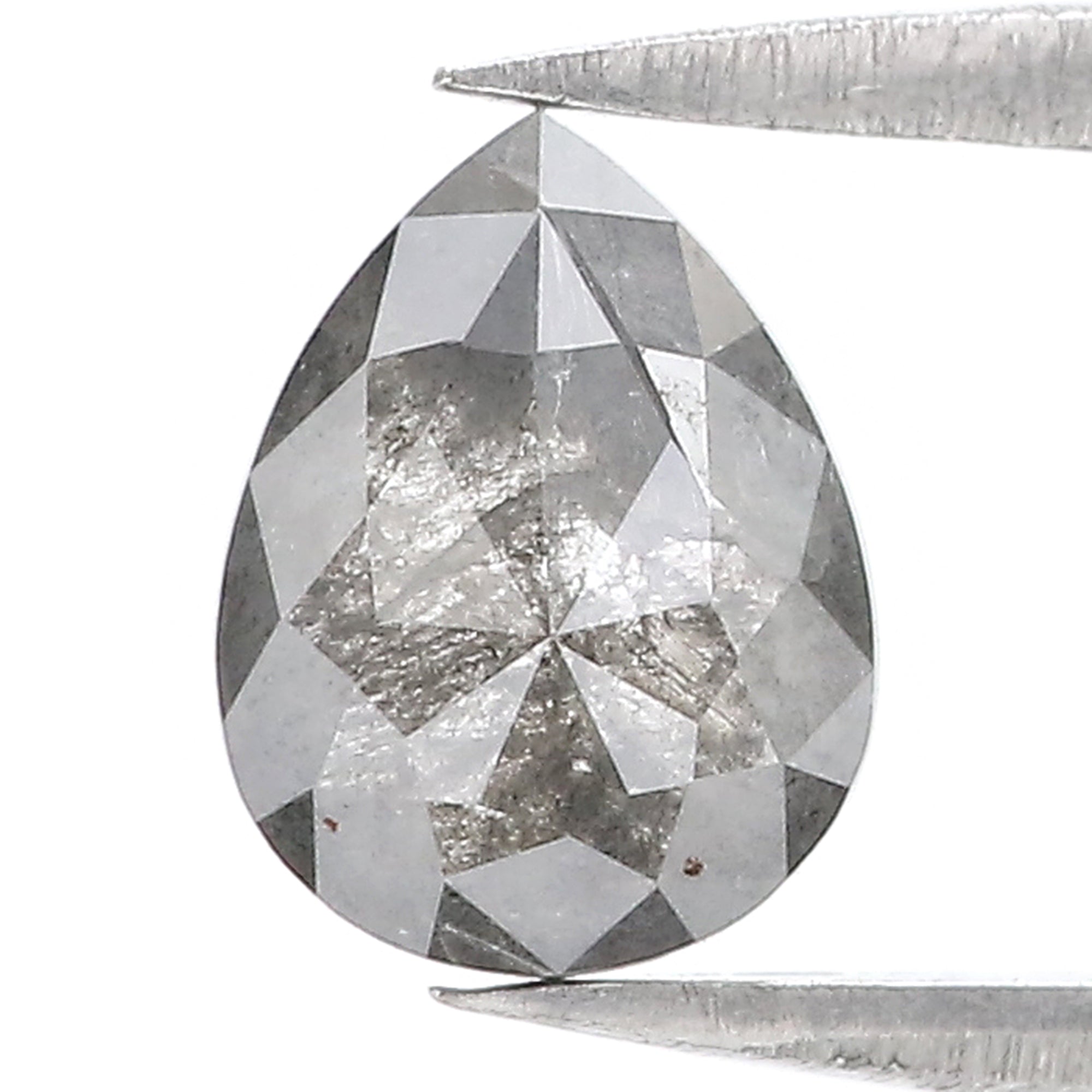 1.26 CT Natural Loose Pear Shape Diamond Salt And Pepper Pear Cut Diamond 8.10 MM Natural Loose Black Grey Color Pear Rose Cut Diamond LC70