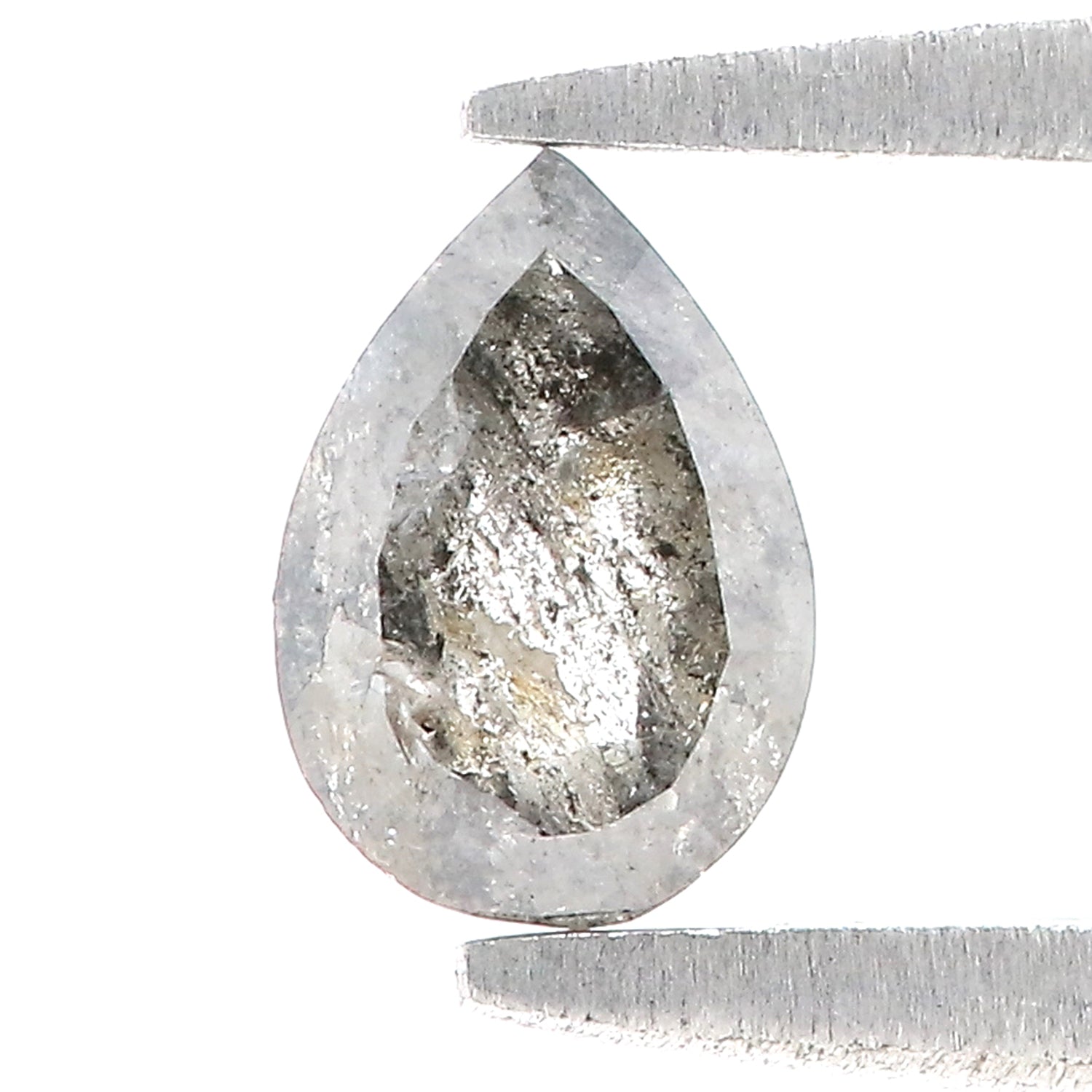 0.39 CT Natural Loose Pear Shape Diamond Salt And Pepper Pear Diamond 5.85 MM Natural Loose Black Grey Color Pear Rose Cut Diamond LQ3351