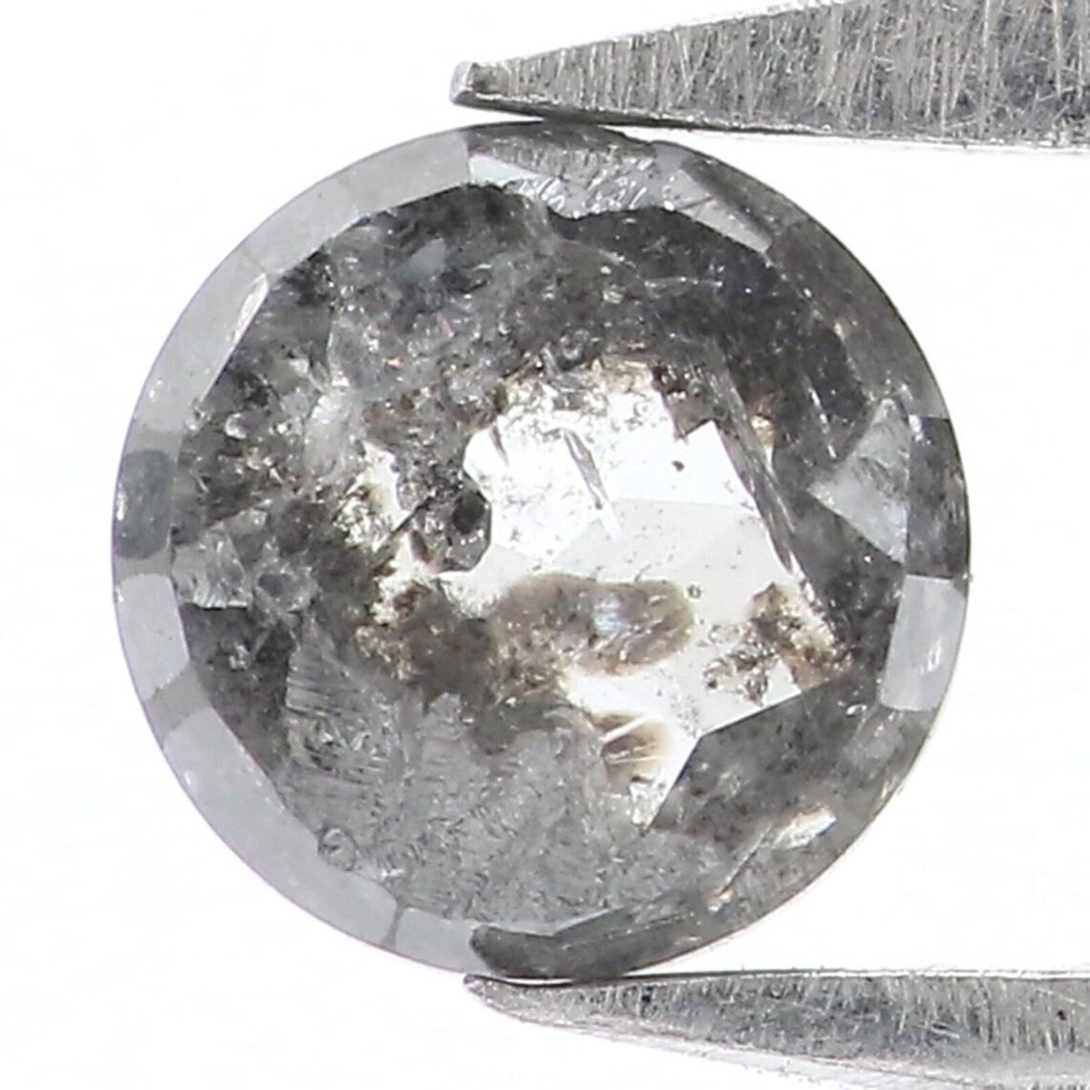 0.44 CT Natural Loose Round Shape Diamond Salt And Pepper Round Cut Diamond 4.60 MM Natural Black Grey Color Round Rose Cut Diamond NQ2310