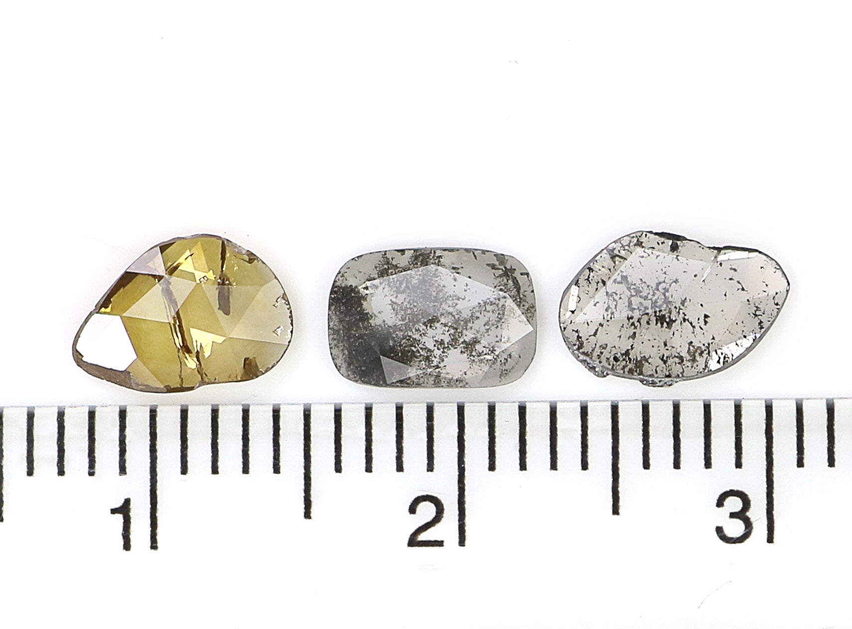 1.41 CT Natural Loose Slice Shape Diamond Salt And Pepper Slice Uncut Diamond 7.55 MM Natural Black Grey Diamond Irregular Cut Diamond L3588