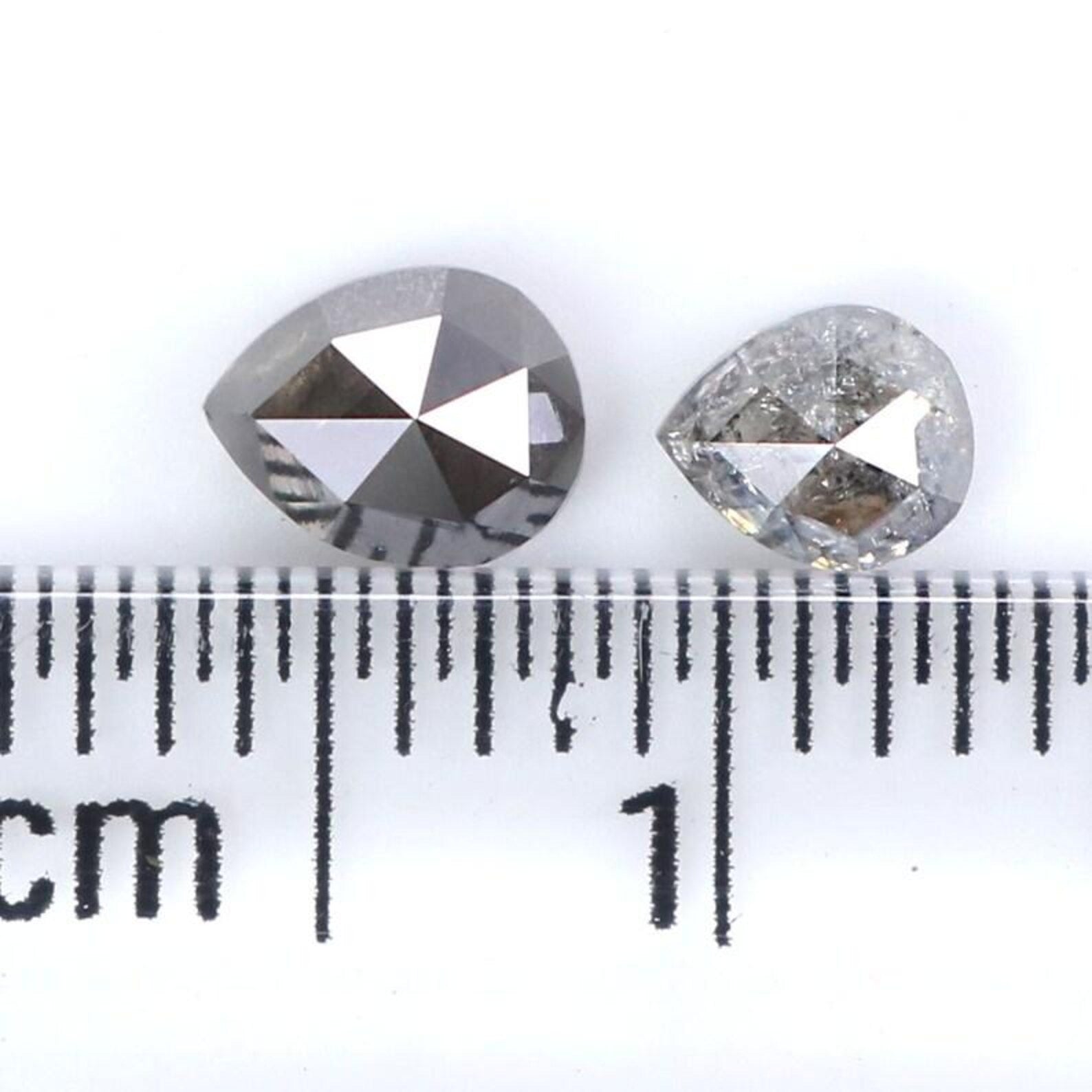 0.68 CT Natural Loose Pear Cut Pair Diamond Salt And Pepper Pear Shape Diamond 4.00 MM Natural Black Gray Color Pear Rose Cut Diamond NQ8535