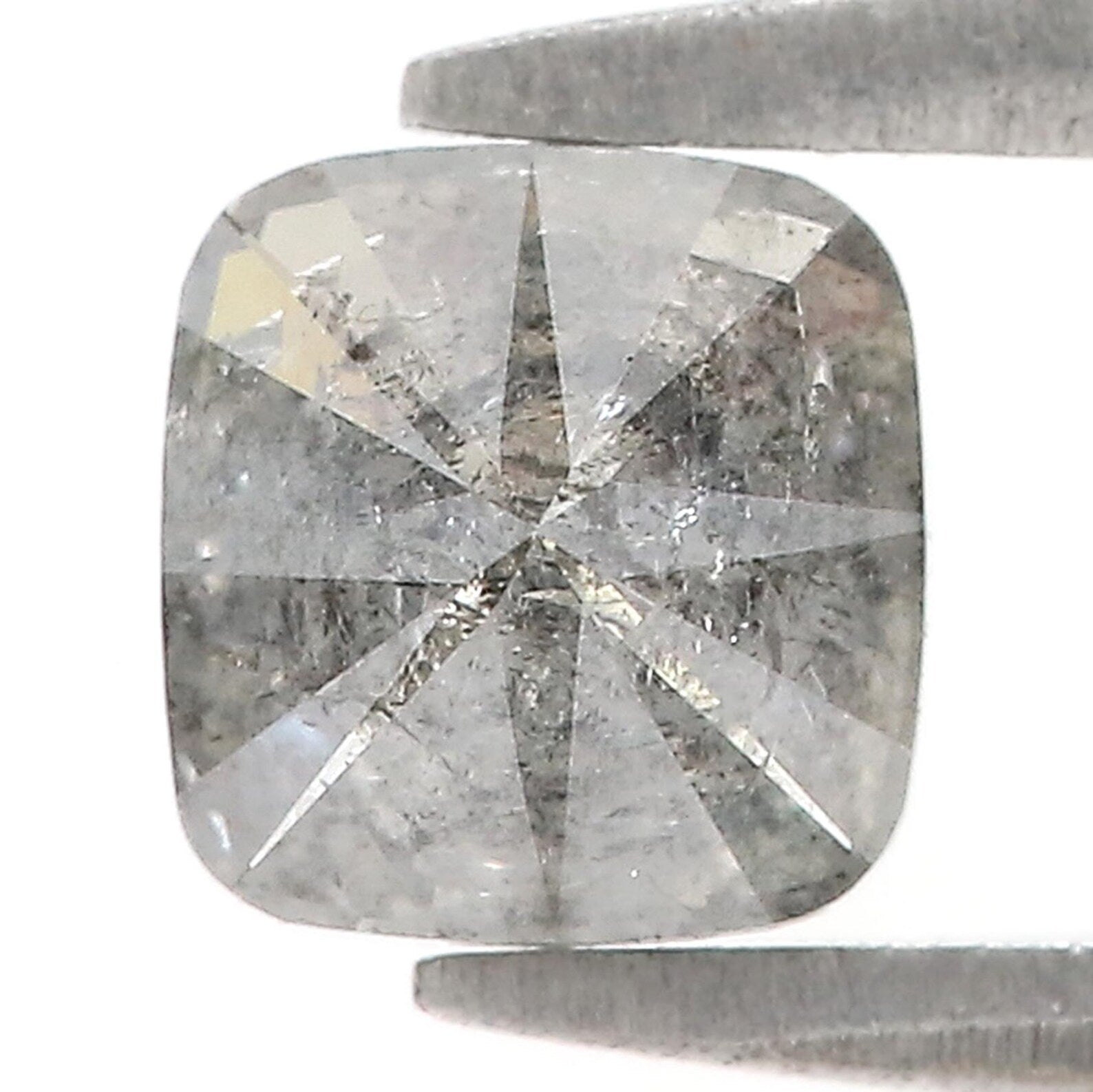 0.95 Ct Natural Loose Cushion Cut Diamond Shape And Pepper Cushion Cut Diamond 5.60 MM Black Grey Color Cushion Rose Cut Diamond QN794