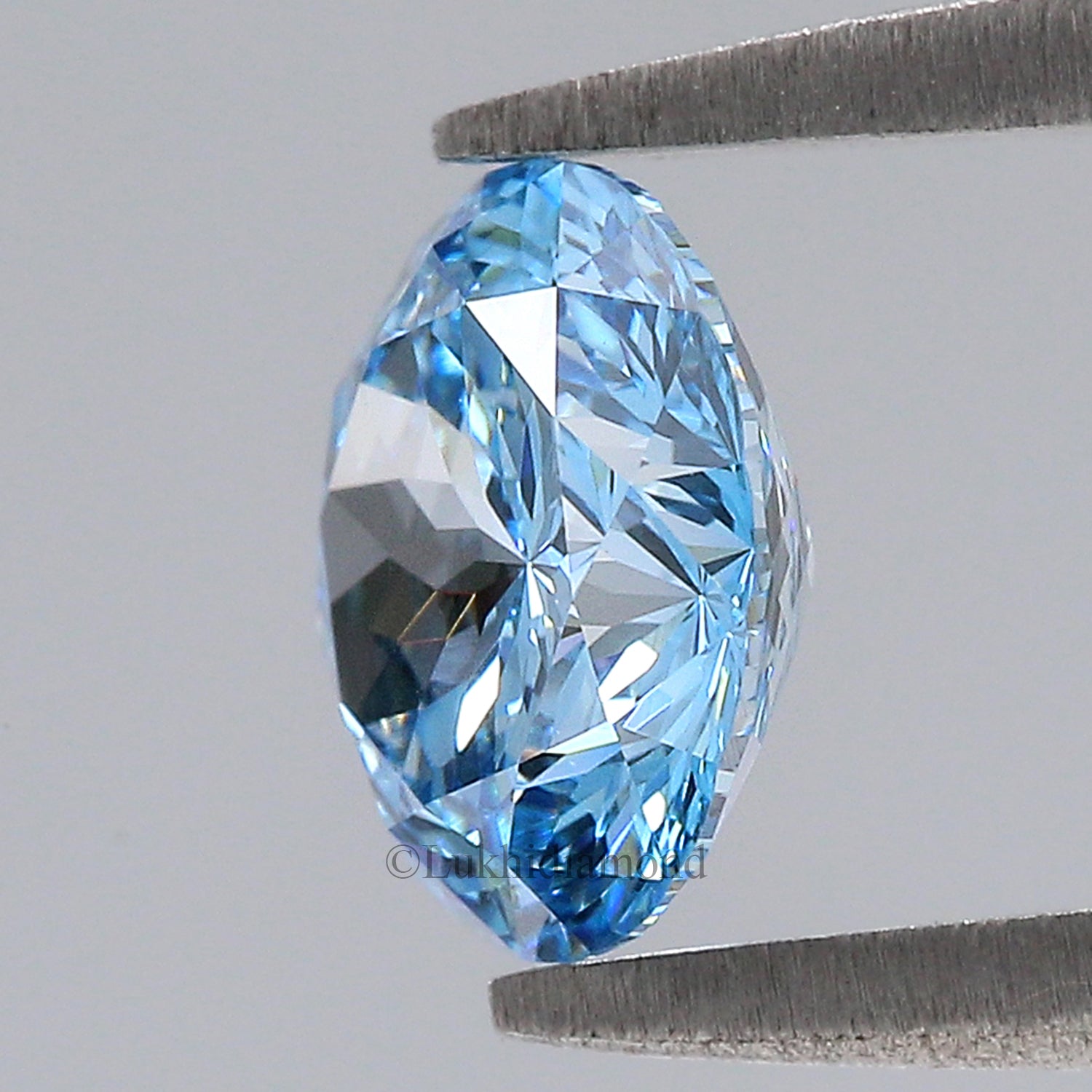 1.30 CT IGI Certified Round Portuguese Cut Diamond Fancy Vivid Blue Color VS1 Clarity Lab Grown Created Round Modified CVD Diamond L3297