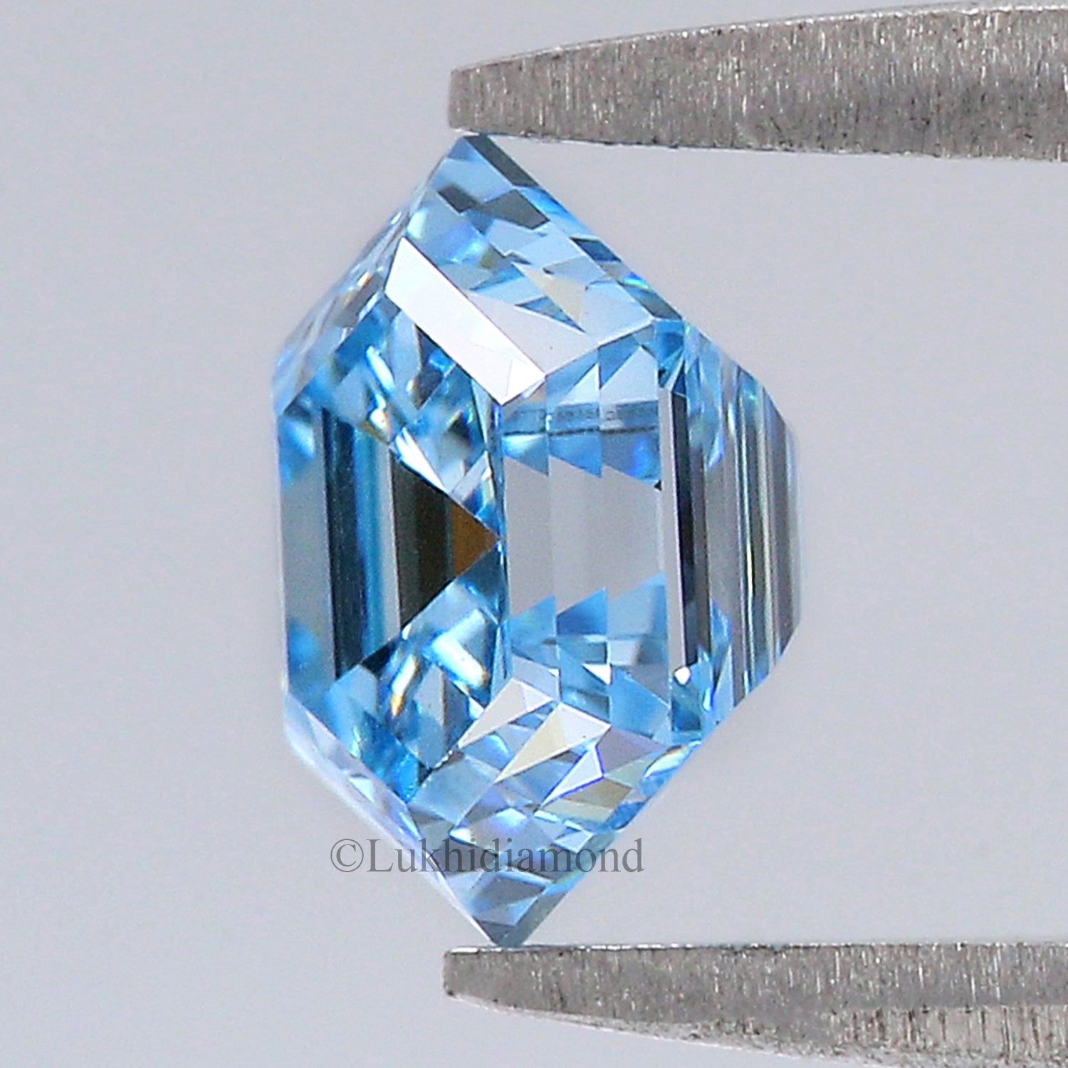 1.07 CT IGI Certified Hexagonal Step Cut Diamond Fancy Vivid Blue Color VVS2 Clarity Lab Grown Diamond Lab Created Diamond CVD Diamond L3288