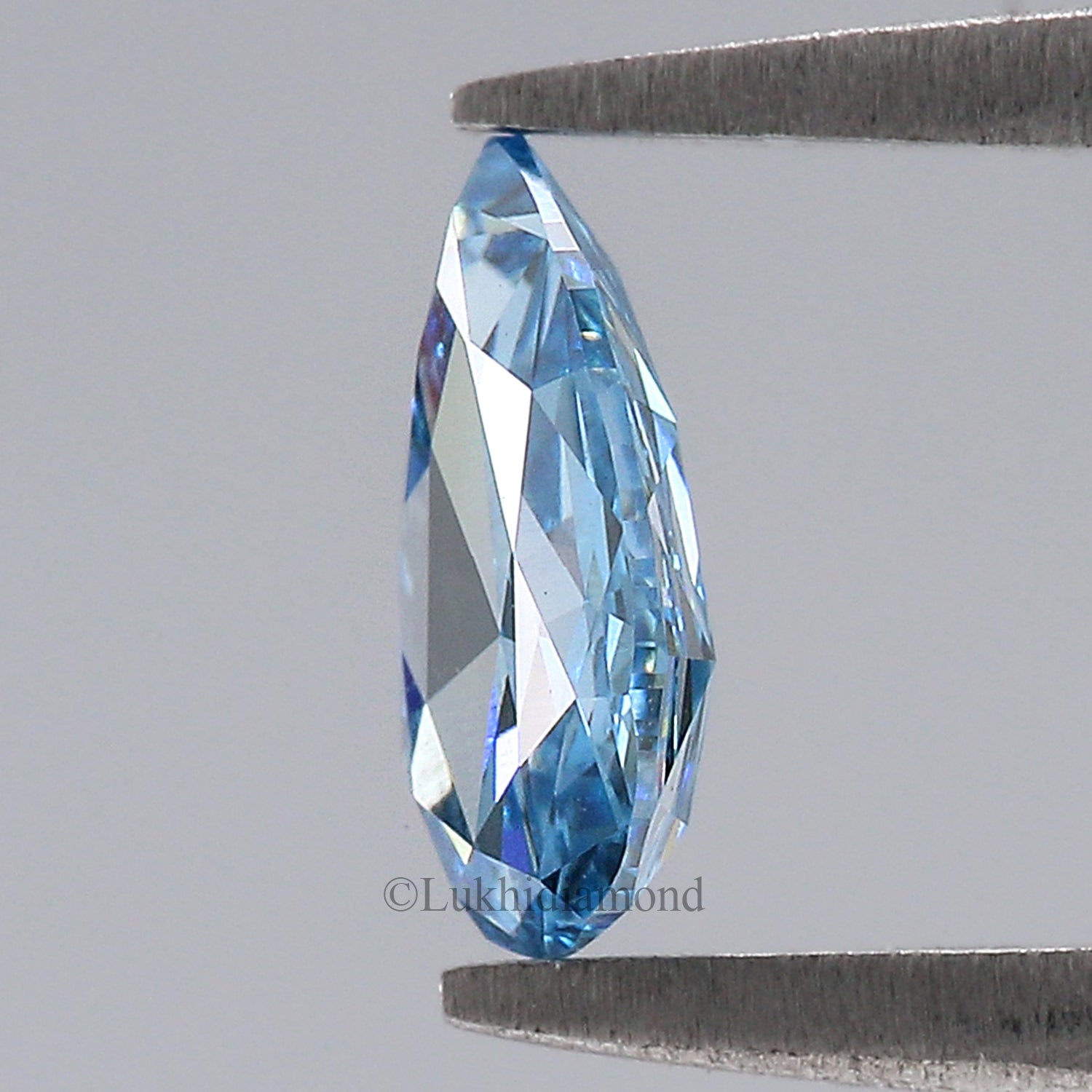 0.70 CT IGI Certified Pear Rose Cut Diamond Fancy Vivid Blue Color VS1 Clarity Diamond Lab Grown Diamond Lab Created Pear Diamond L3309