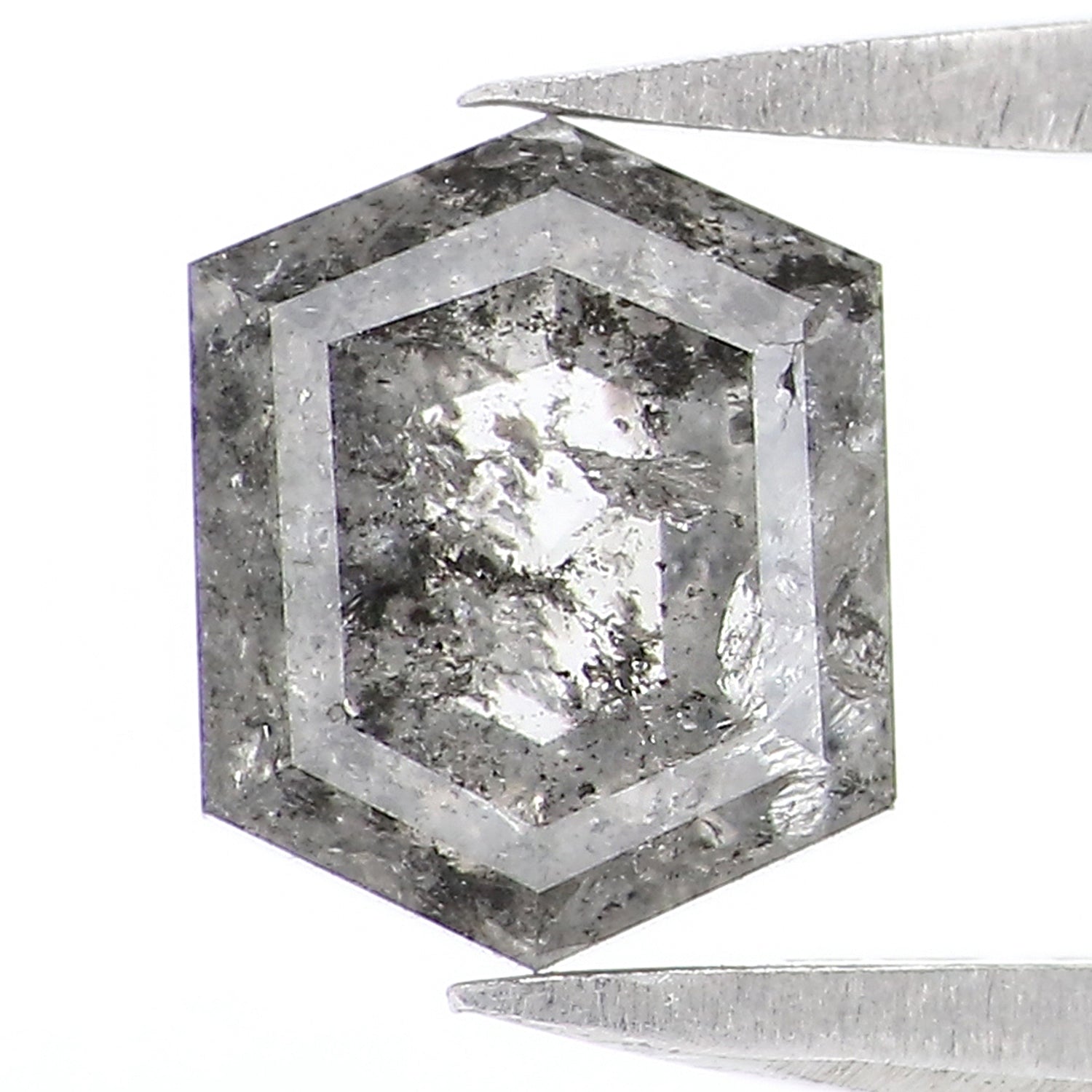 1.14 CT Natural Loose Hexagon Diamond Salt And Pepper Hexagon Diamond 6.75 MM Natural Loose Diamond Hexagon Cut Diamond Hexagon Shape LQ2984