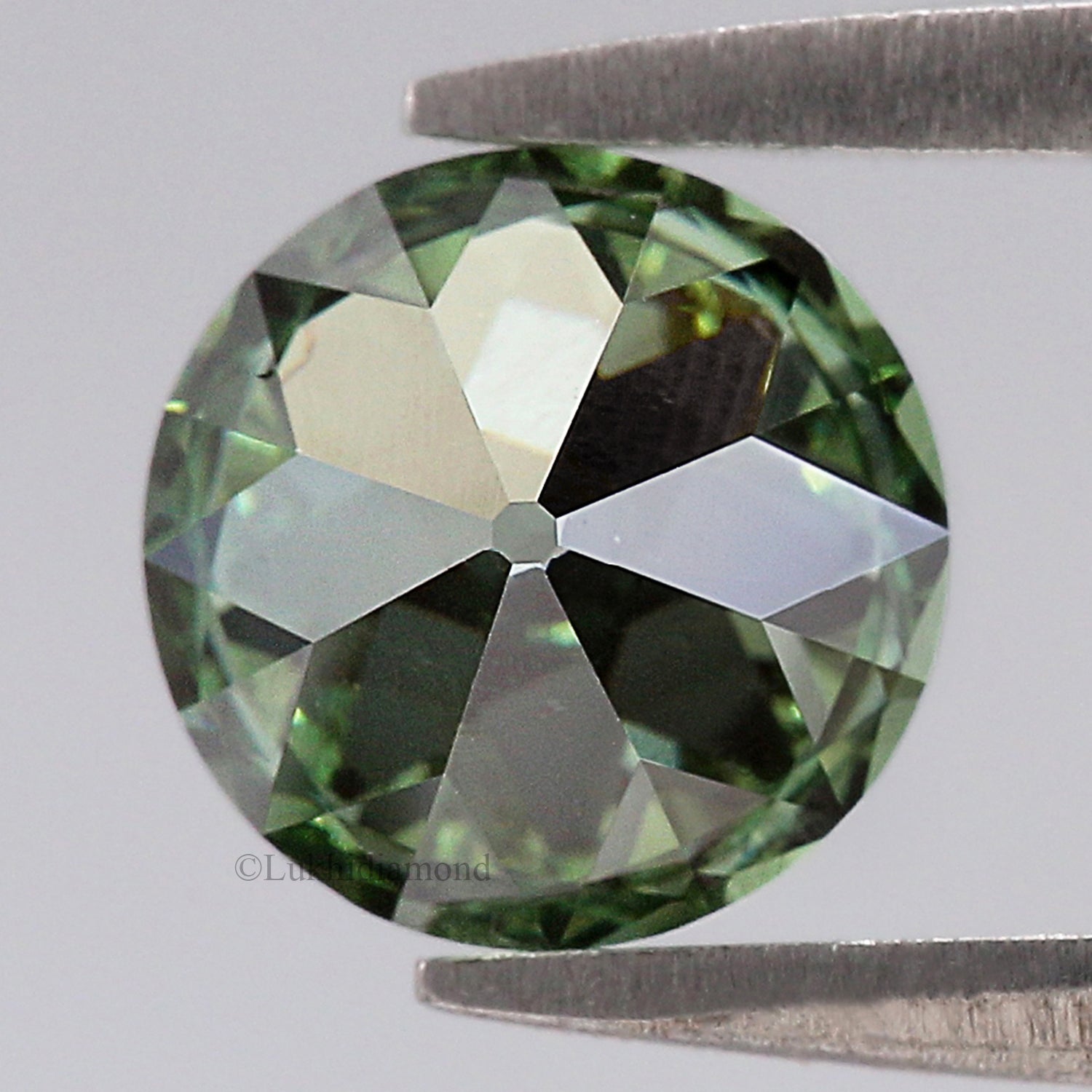1.71 CT IGI Certified Round Old European Cut Diamond Fancy Vivid Green Color VS1 Clarity Lab Grown Diamond Lab Created Lab Diamond L3581