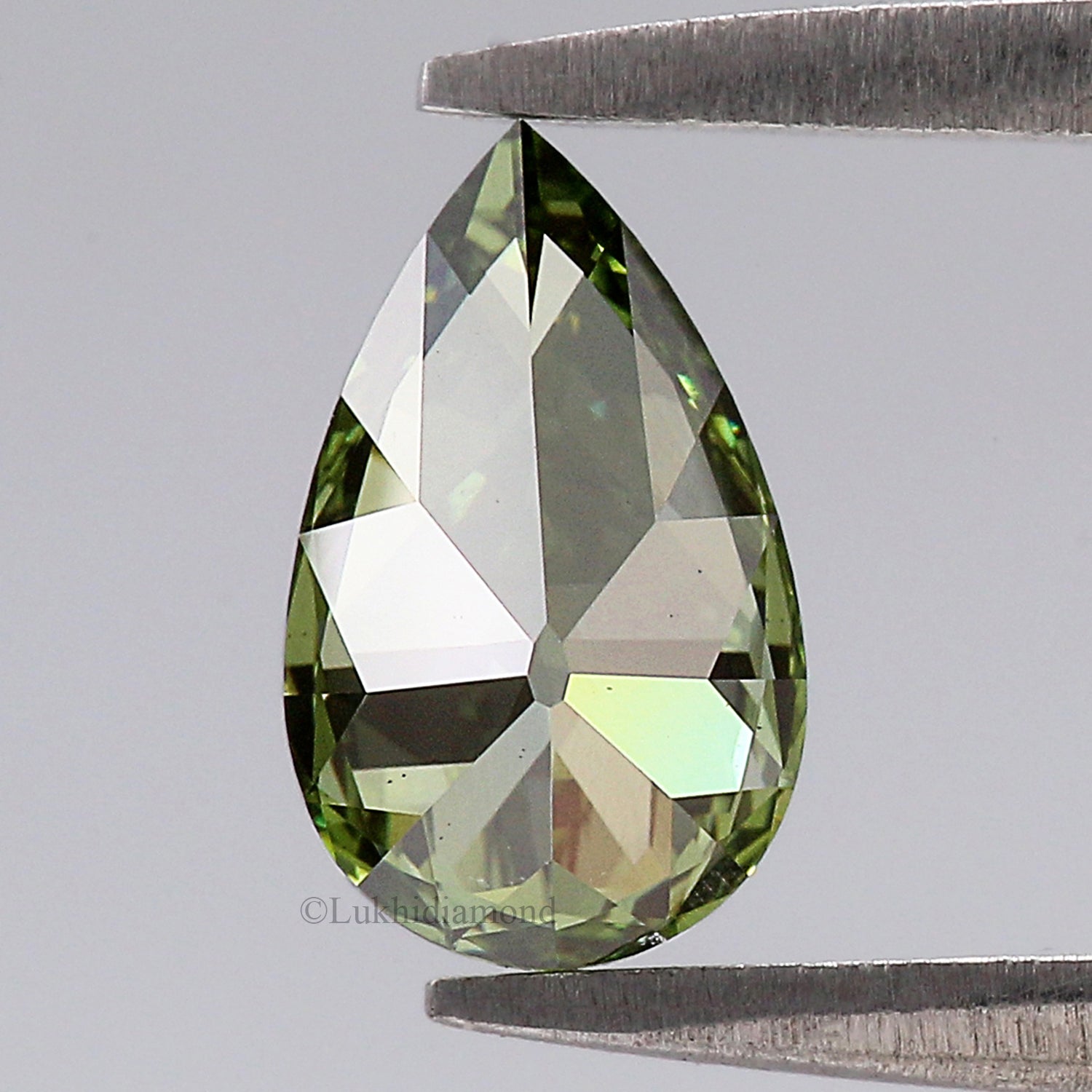 1.02 CT IGI Certified Pear Old European Cut Diamond Fancy Vivid Green Color VS1 Clarity Lab Grown Diamond Lab Created Lab Diamond L3577