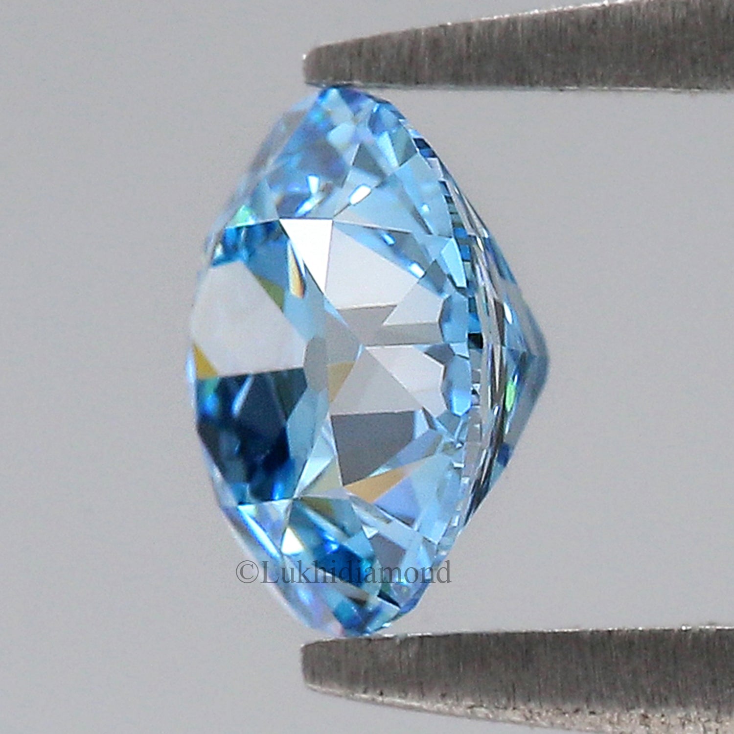 0.87 CT IGI Certified Round Old European Cut Diamond Fancy Vivid Blue Color VS1 Clarity Lab Grown Diamond Lab Created CVD Diamond L3310