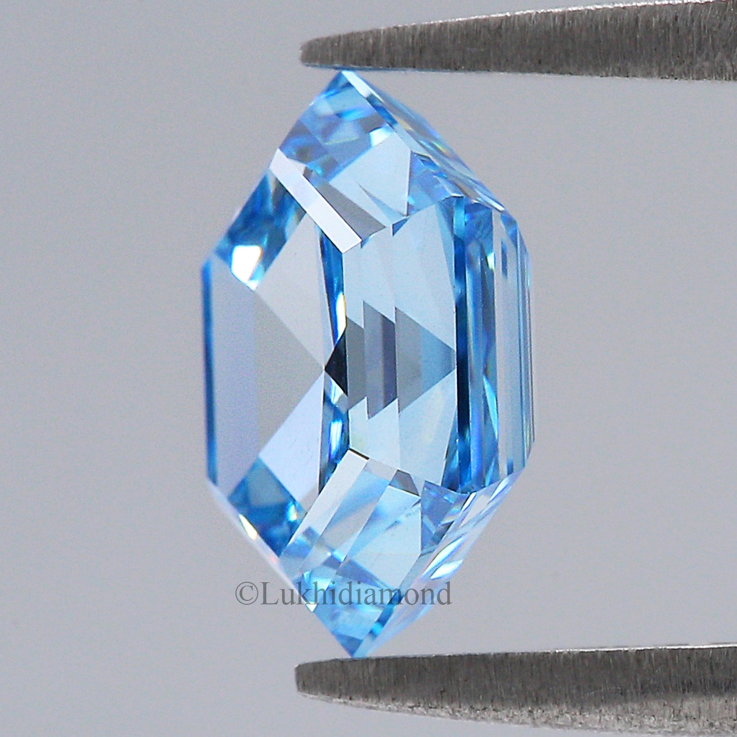 2.82 CT IGI Certified Hexagonal Step Cut Diamond Fancy Intense Blue Color VS2 Clarity Diamond Lab Grown Diamond Lab Created Diamond L3292