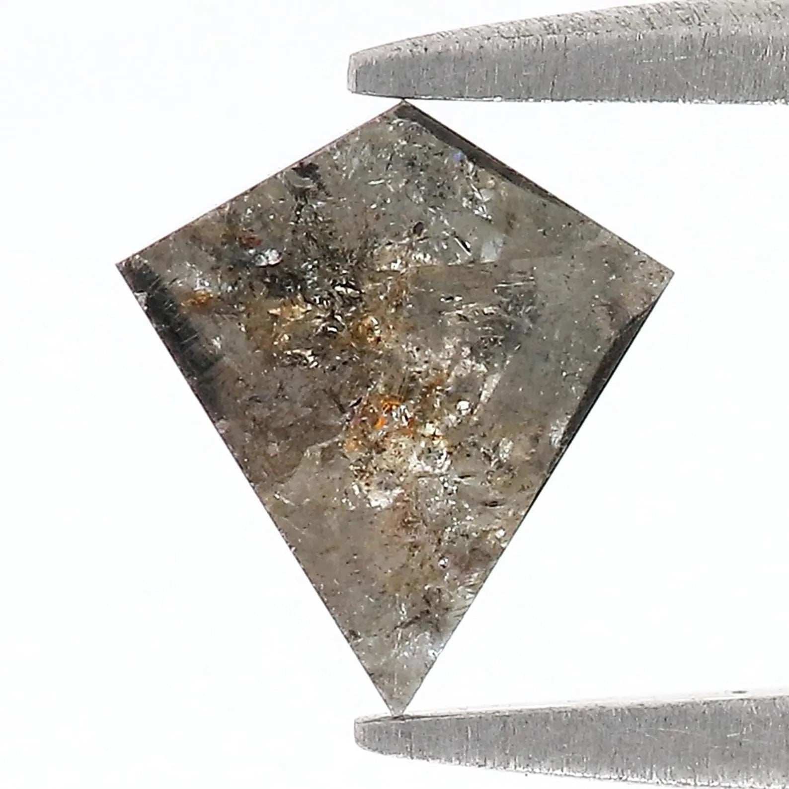 0.85 CT Natural Loose Kite Shape Diamond Salt And Pepper Kite Cut Diamond 7.95 MM Natural Loose Black Gray Color Kite Rose Cut Diamond N2596