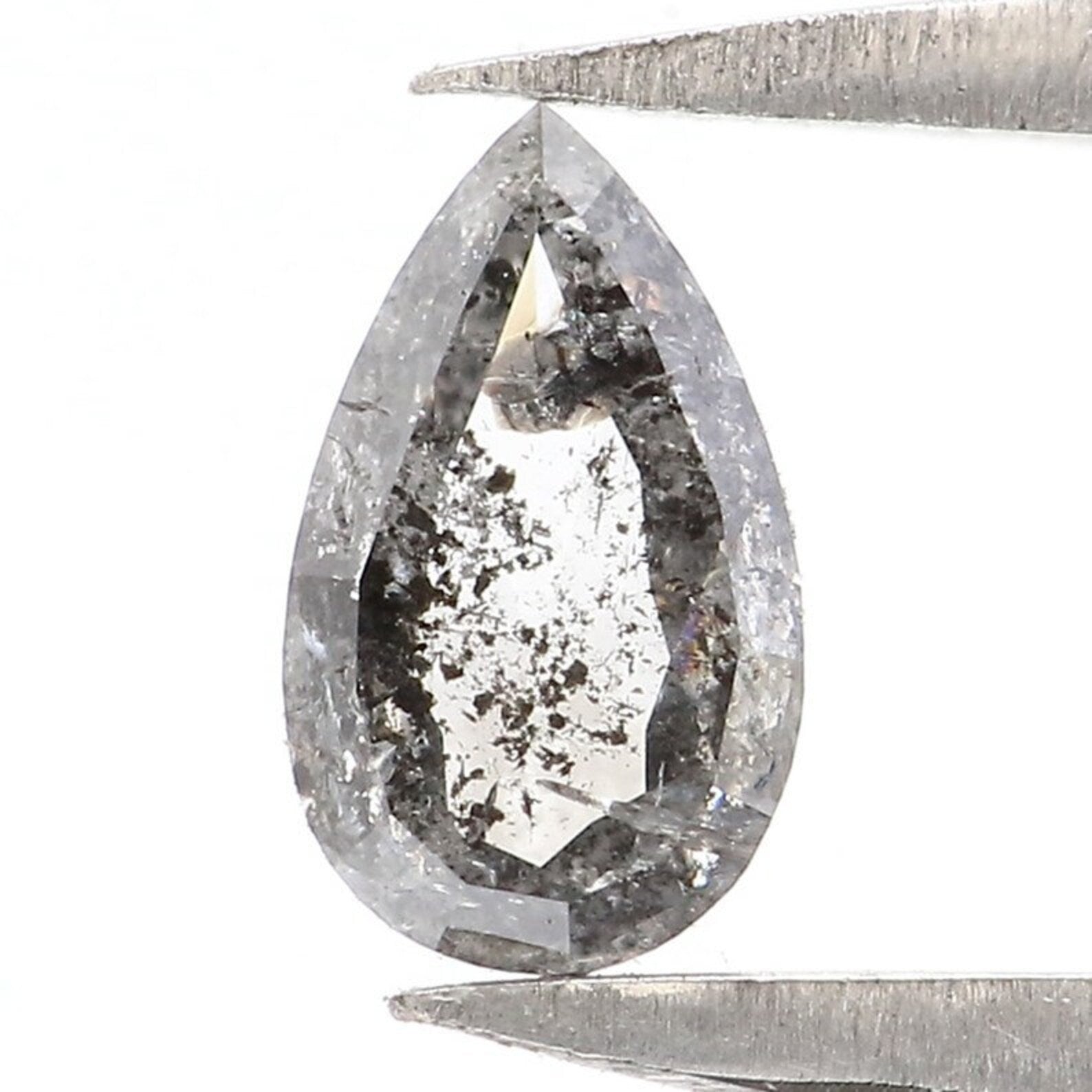 0.42 CT Natural Loose Pear Shape Diamond Salt And Pepper Pear Diamond 6.10 MM Natural Loose Black Grey Color Pear Rose Cut Diamond NQ1900