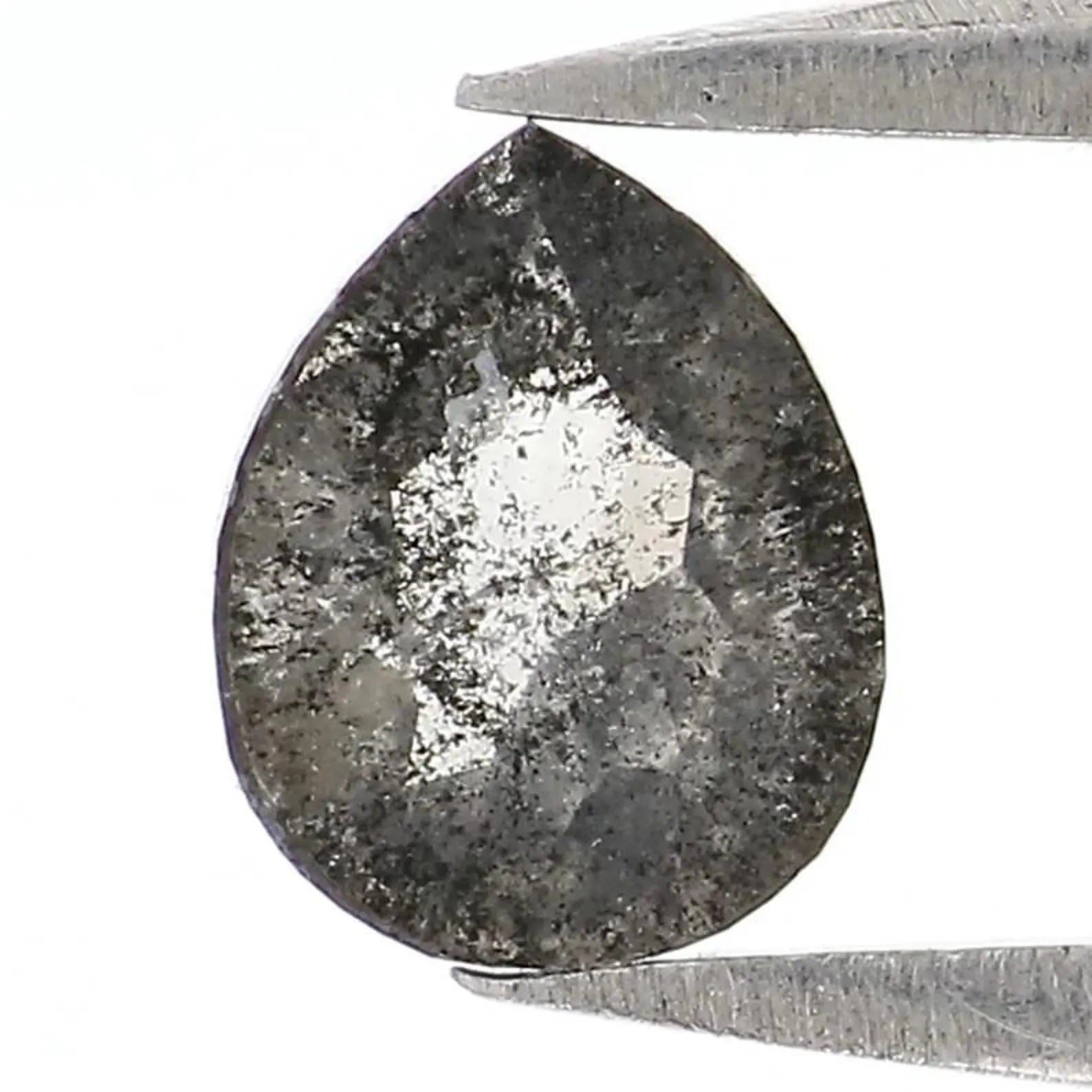 0.45 CT Natural Loose Pear Shape Diamond Salt And Pepper Pear Diamond 5.85 MM Natural Diamond Black Grey Color Pear Rose Cut Diamond NQ2439