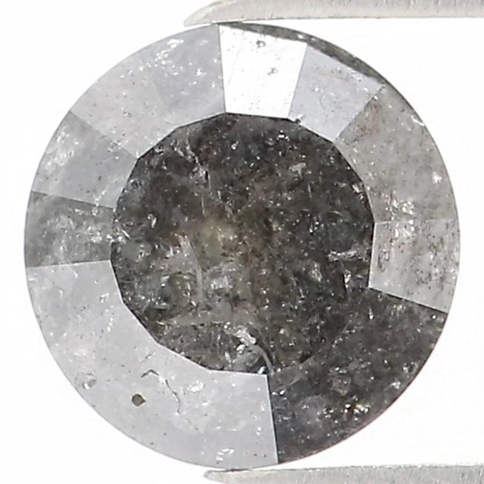 0.70 Ct Natural Loose Round Shape Diamond Salt And Pepper Round Cut Diamond 5.10 MM Natural Black Gray Color Round Rose Cut Diamond NQ1514