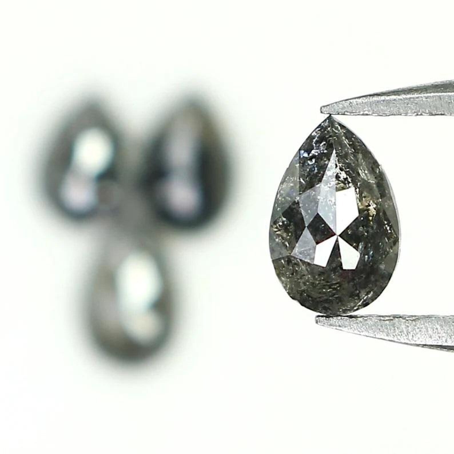 1.03 CT Natural Loose Pear Shape Diamond Salt And Pepper Pear Cut Diamond 4.60 MM Natural Black Grey Color Pear Rose Cut Diamond QN1496