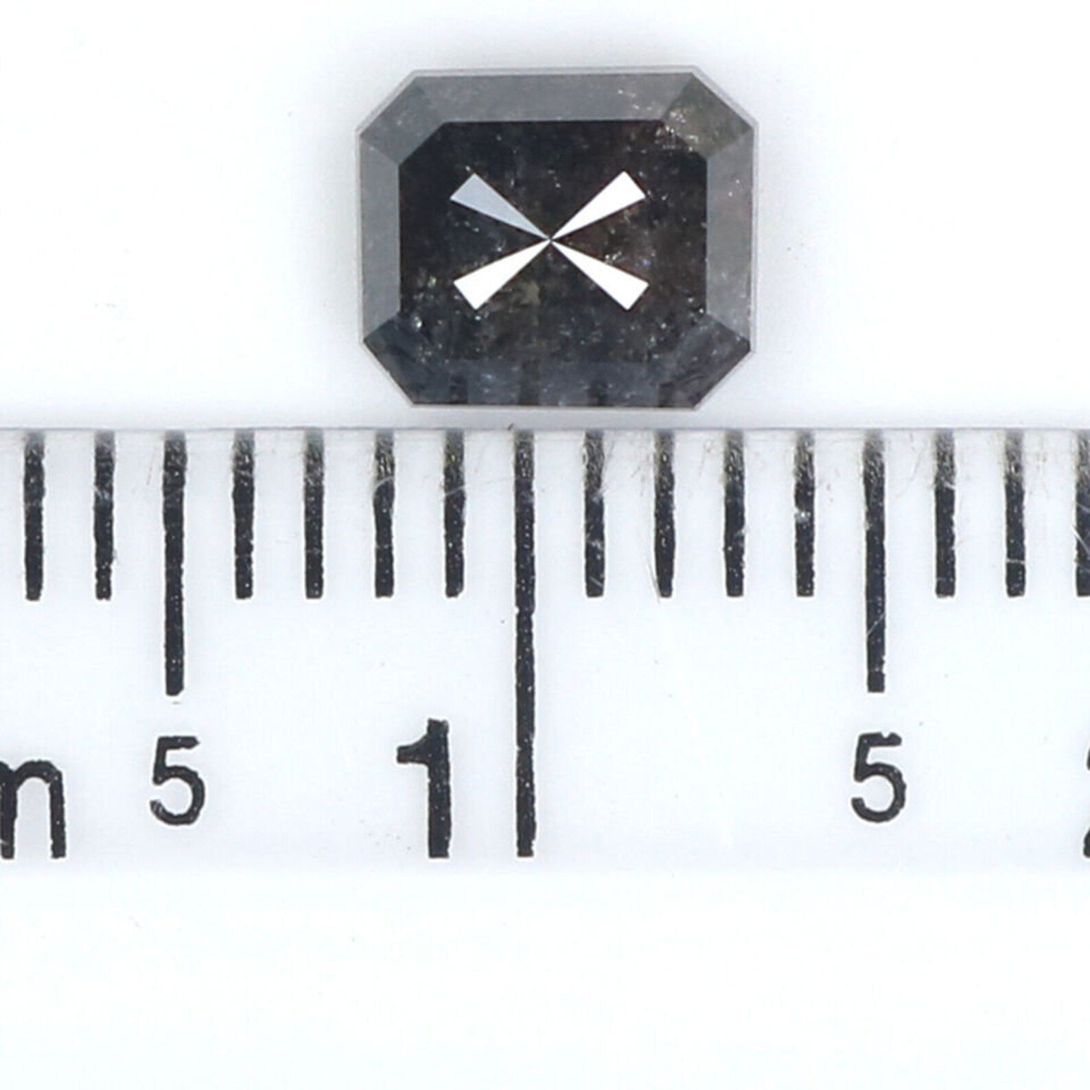 0.98 Ct Natural Loose Emerald Shape Diamond Salt And Pepper Emerald Diamond 5.75 MM Natural Black Grey Color Emerald Rose Cut Diamond NQ8176