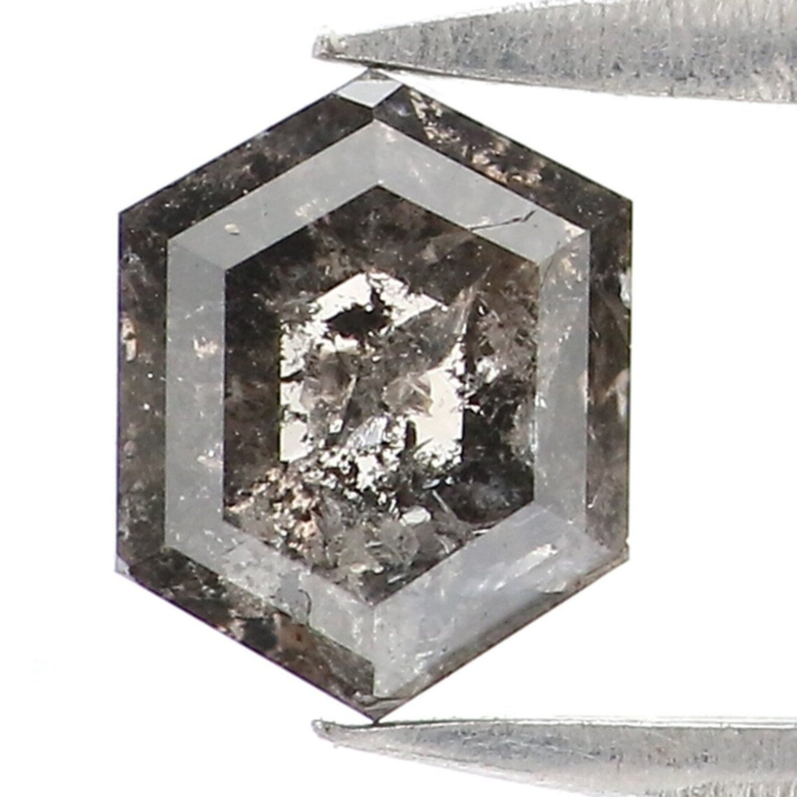 0.68 CT Natural Loose Hexagon Shape Diamond Salt And Pepper Hexagon Cut Diamond 5.85 MM Natural Loose Hexagon Shape Rose Cut Diamond NQ2249