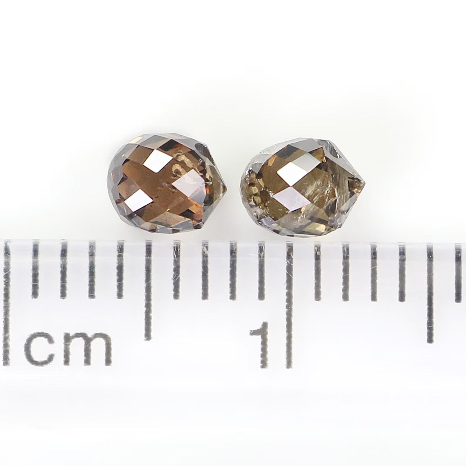 0.93 CT Natural Loose Drop Shape Pair Diamond Brown Color Briolette Diamond 4.30 MM Natural Brown Color Briolette Rose Cut Diamond NQ827