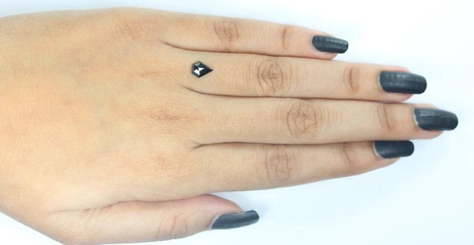 0.73 CT Natural Loose Shield Shape Diamond Black Color Shield Cut Diamond 7.60 MM Natural Loose Black Color Shield Rose Cut Diamond NQ306