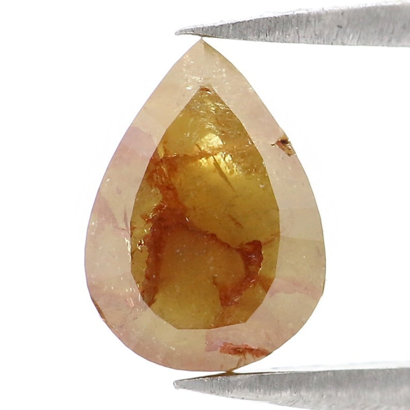 1.67 CT Natural Loose Pear Shape Diamond Yellow Color Pear Cut Diamond 8.80 MM Natural Loose Brown Color Diamond Pear Rose Cut Diamond NQ232