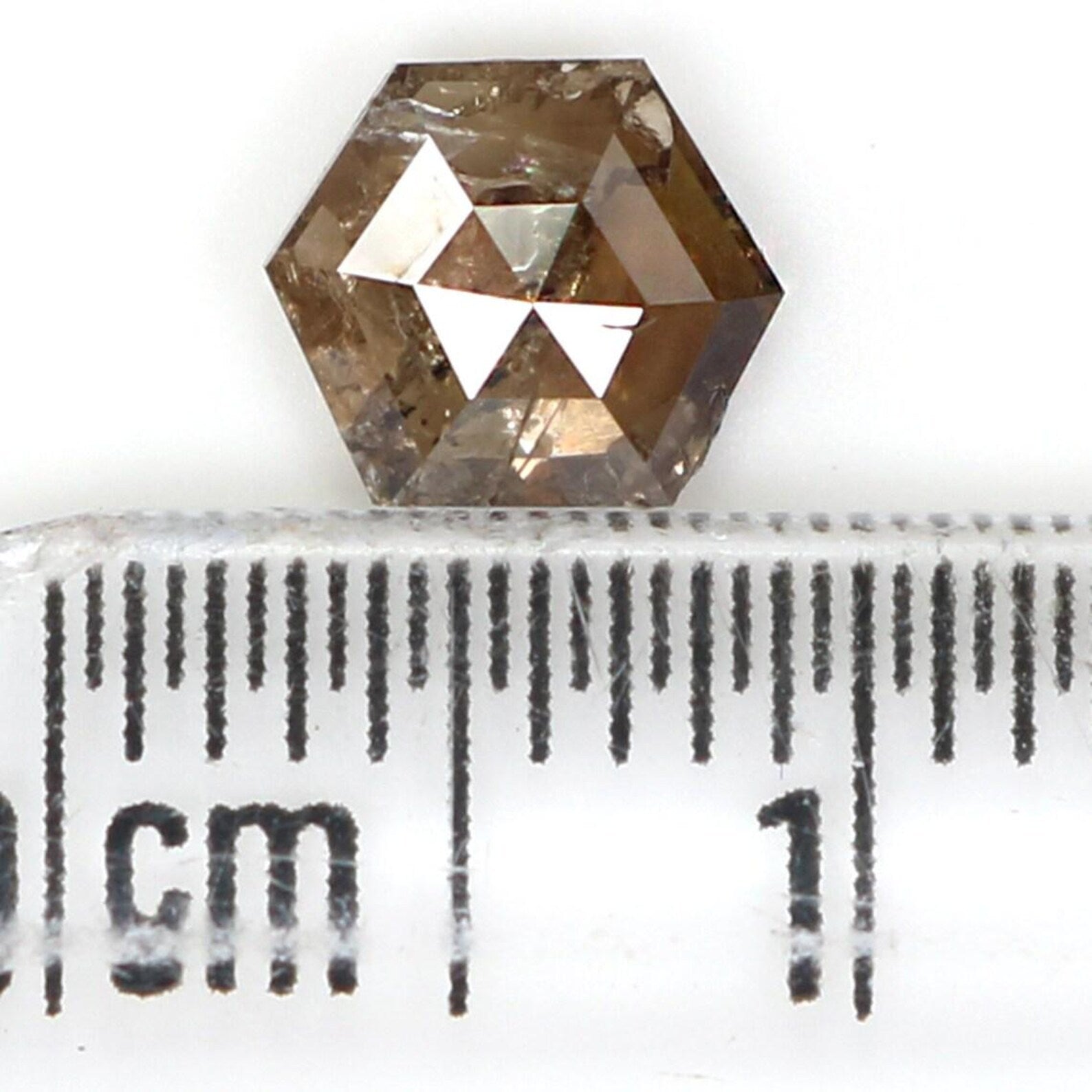 0.77 CT Natural Loose Hexagon Shape Diamond Brown Color Hexagon Diamond 6.50 MM Natural Loose Brown Color Hexagon Rose Cut Diamond NQ1770