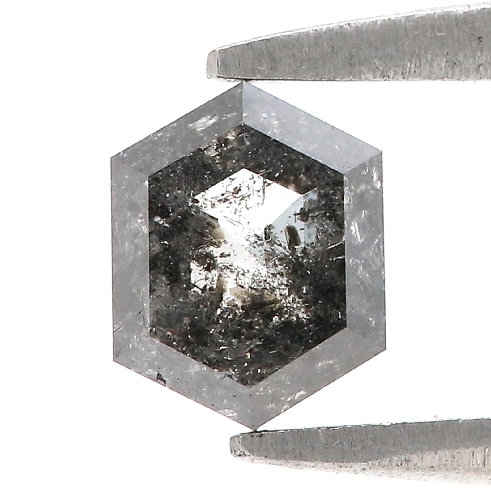 0.69 CT Natural Loose Hexagon Shape Diamond Salt And Pepper Hexagon Cut Diamond 6.00 MM Natural Loose Hexagon Shape Rose Cut Diamond QN849