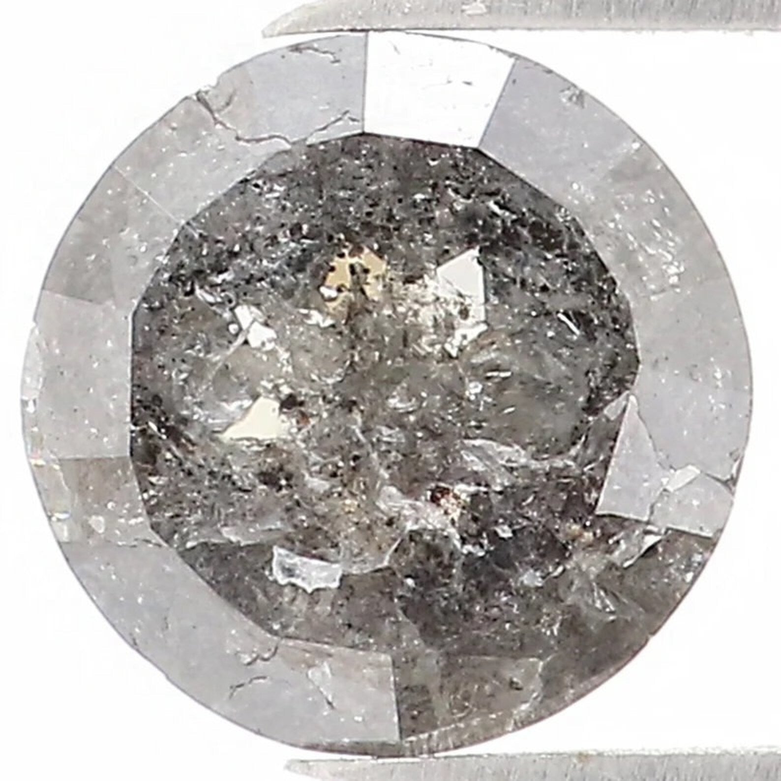0.91 CT Natural Loose Round Cut Diamond Salt And Pepper Diamond 6.10 MM Natural Loose Diamond Black Grey Color Round Rose Cut Diamond NQ1552