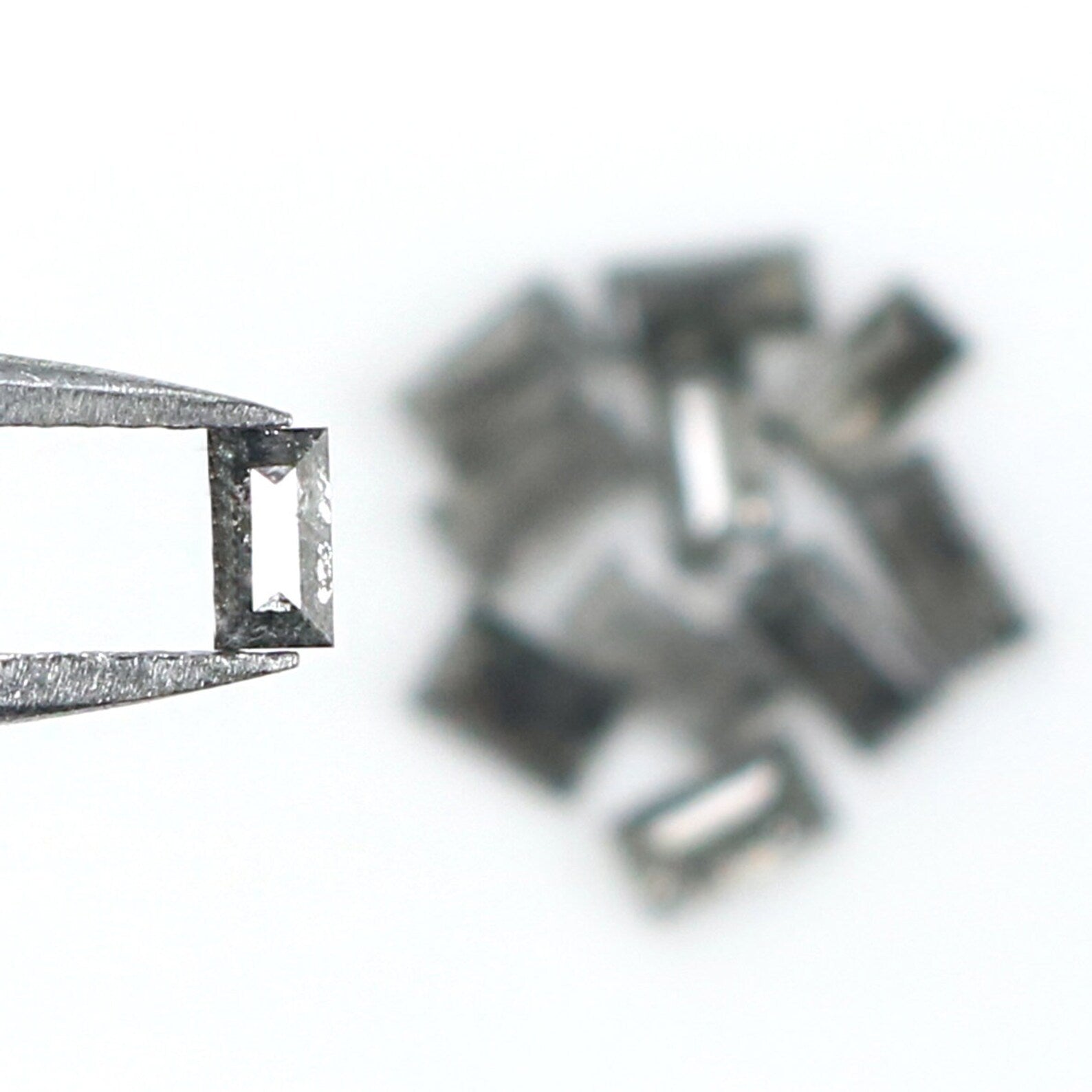 Natural Loose Baguette Salt And Pepper Diamond Black Grey Color 1.00 CT 3.30 MM Baguette Shape Rose Cut Diamond KDN1803