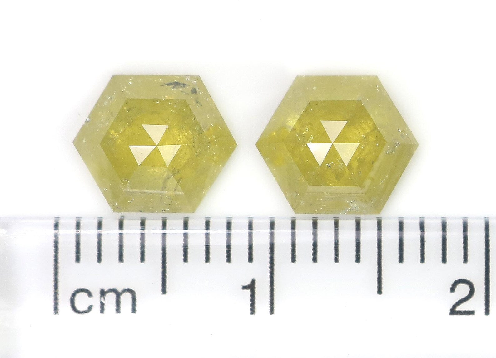 2.07 Ct Natural Loose Hexagon Shape Pair Diamond Yellow Color Hexagon Cut Diamond 6.70 MM Natural Diamond Hexagon Rose Cut Diamond NQ7999