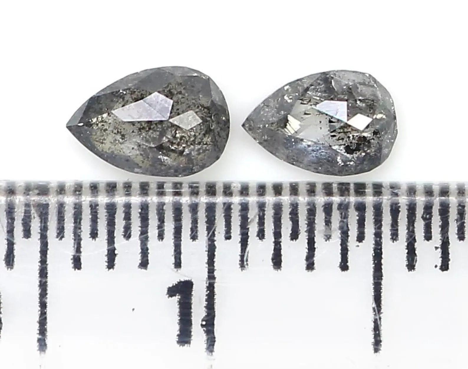 0.42 CT Natural Loose Pear Cut Pair Diamond Salt And Pepper Pear Shape Diamond 4.70 MM Natural Black Grey Color Pear Rose Cut Diamond NQ2306