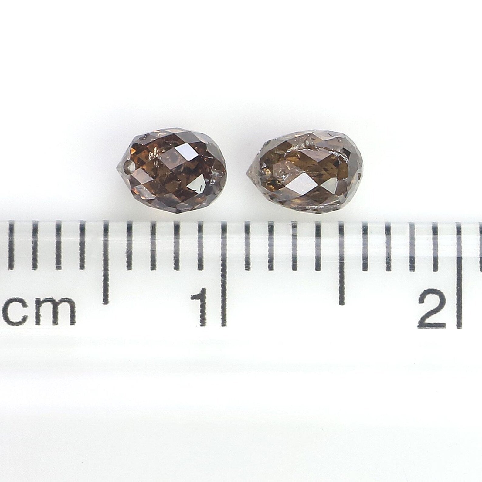 1.06 CT Natural Loose Drop Shape Pair Diamond Brown Color briolette Diamond 4.70 MM Natural Diamond Brown Color Drop Rose Cut Diamond NQ839