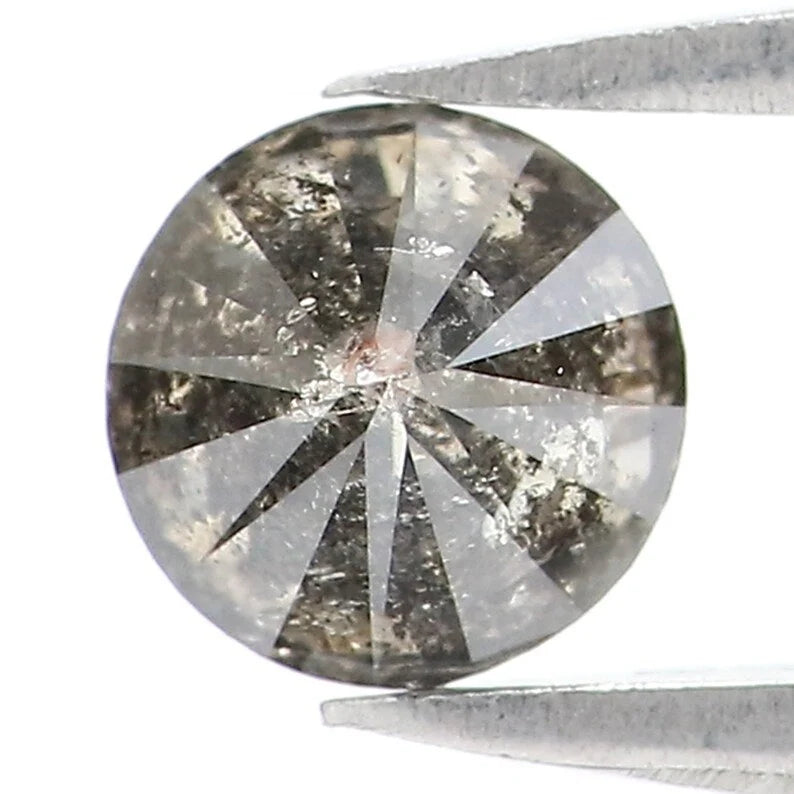 0.53 Ct Natural Loose Round Shape Diamond Salt And Pepper Round Diamond 4.85 MM Natural Black Grey Color Round Brilliant Cut Diamond NQ806