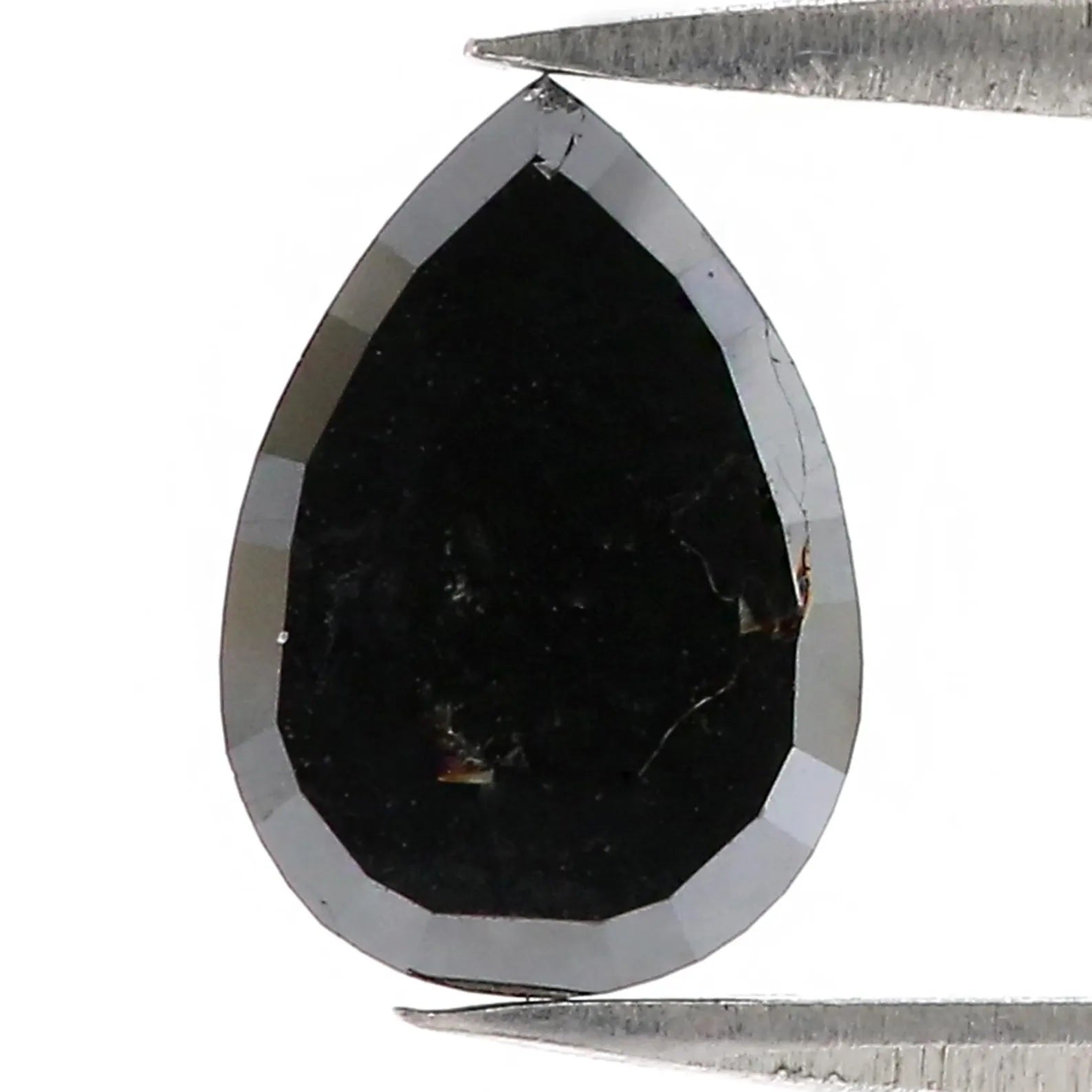 Natural Loose Pear Black Color Diamond 1.42 CT 9.35 MM Pear Shape Rose Cut Diamond KDN523