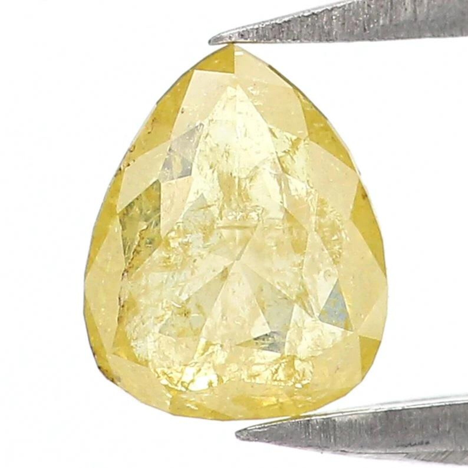 0.53 CT Natural Loose Pear Shape Diamond Yellow Color Pear Diamond 5.95 MM Natural Loose Diamond Yellow Color Pear Rose Cut Diamond NQ1975