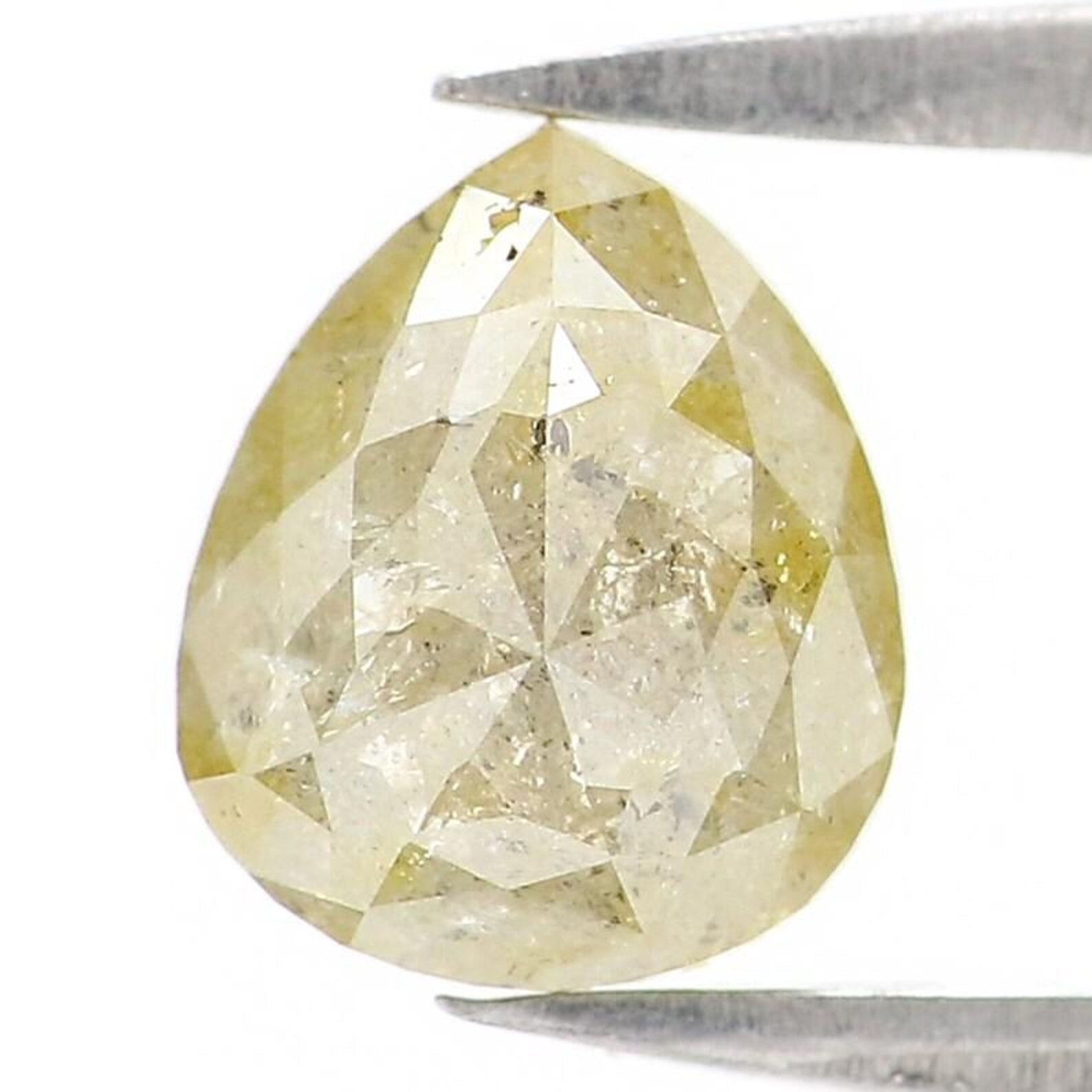 1.47 CT Natural Loose Pear Shape Diamond Yellow Color Pear Cut Diamond 7.40 MM Natural Diamond Green Color Pear Rose Cut Diamond NQ2377