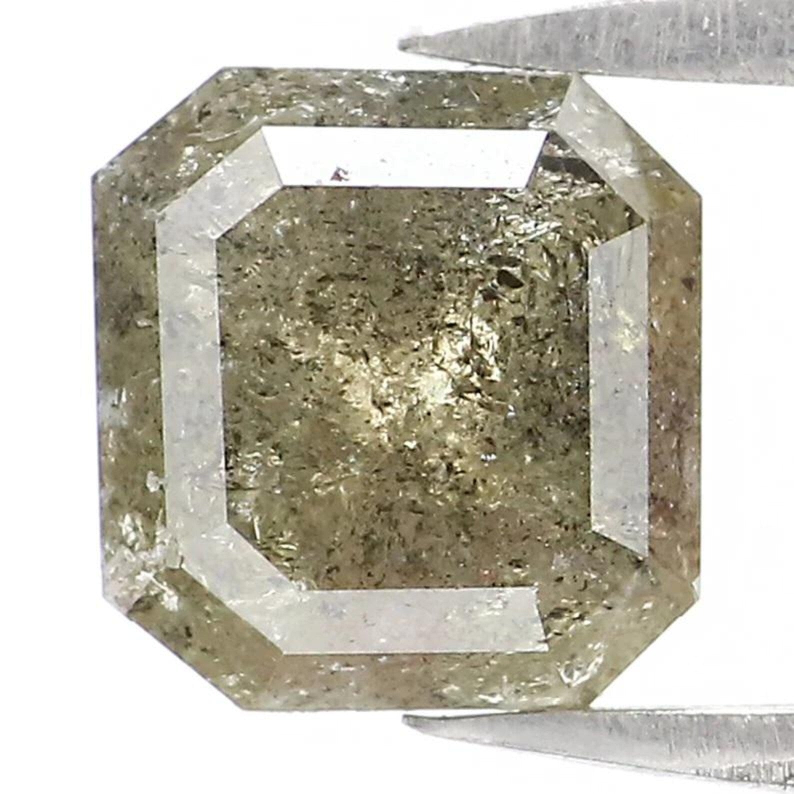1.85 CT Natural Loose Emerald Shape Diamond Green Color Emerald Cut Diamond 6.65 MM Natural Loose Gray Color Emerald Rose Cut Diamond NQ8982