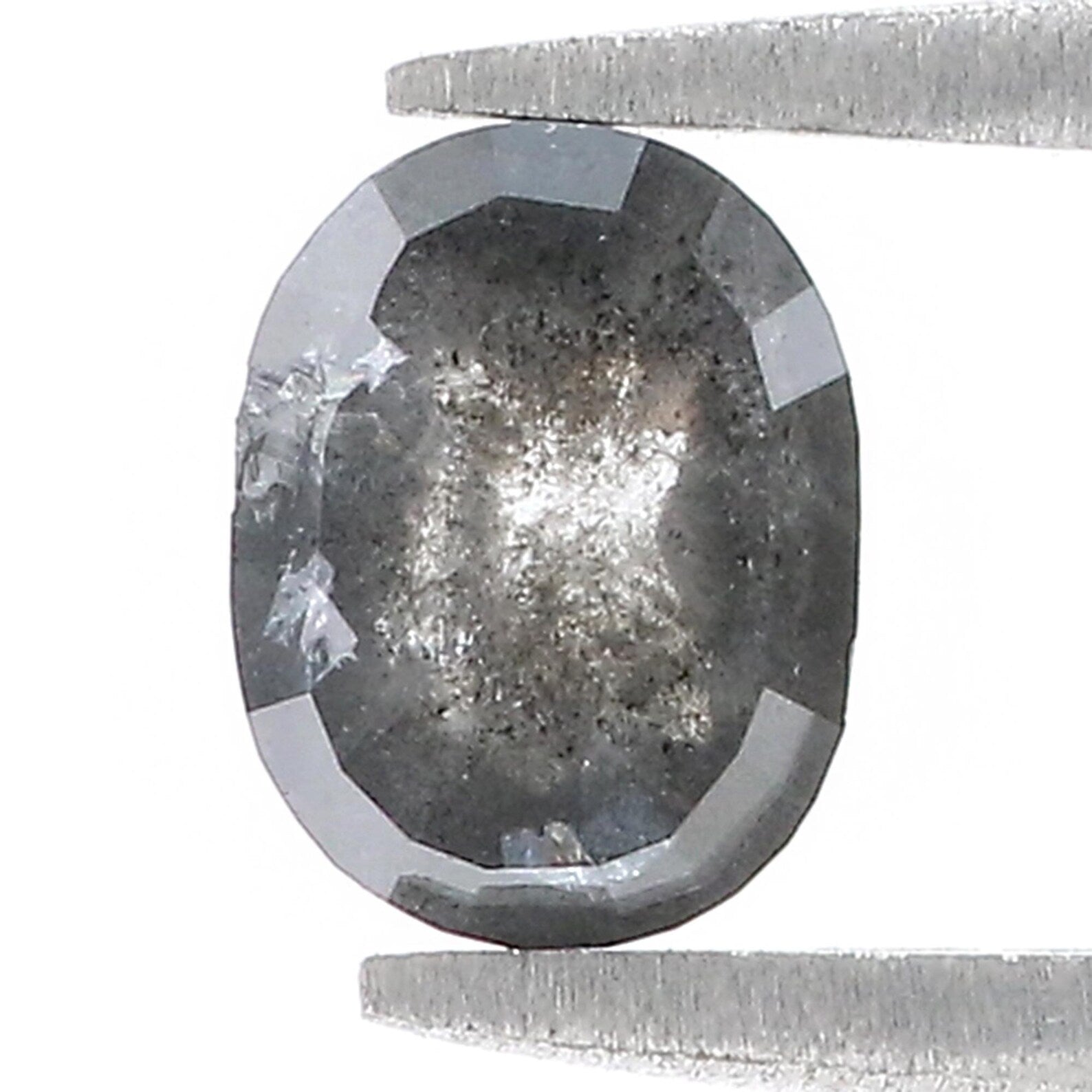 1.23 Ct Natural Loose Oval Shape Diamond Salt And Pepper Oval Diamond 7.15 MM Natural Diamond Black Gray Color Oval Rose Cut Diamond QN9439