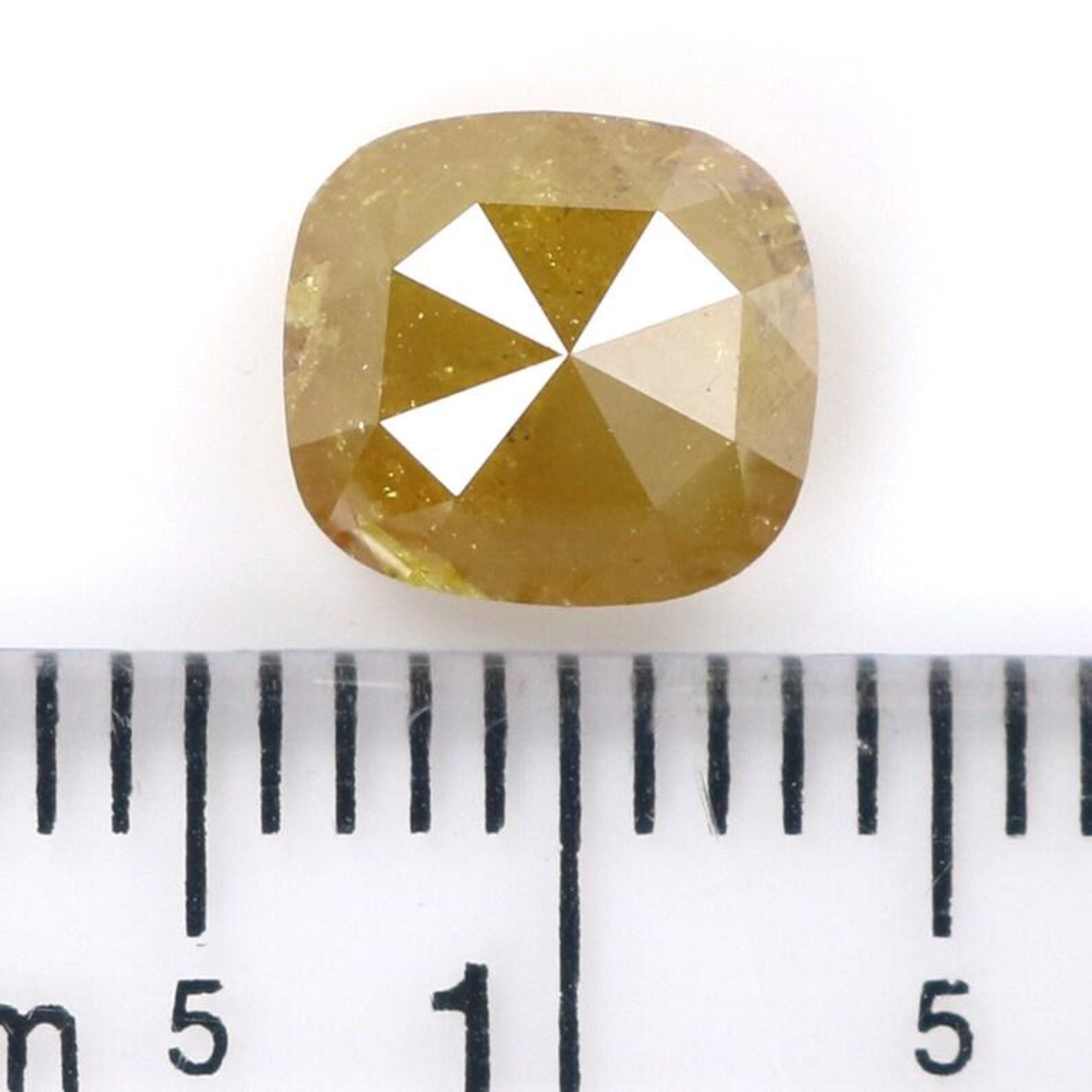 1.81 Ct Natural Loose Cushion Shape Diamond Yellow Color Cushion Cut Diamond 7.10 MM Natural Yellow Color Cushion Rose Cut Diamond NQ156