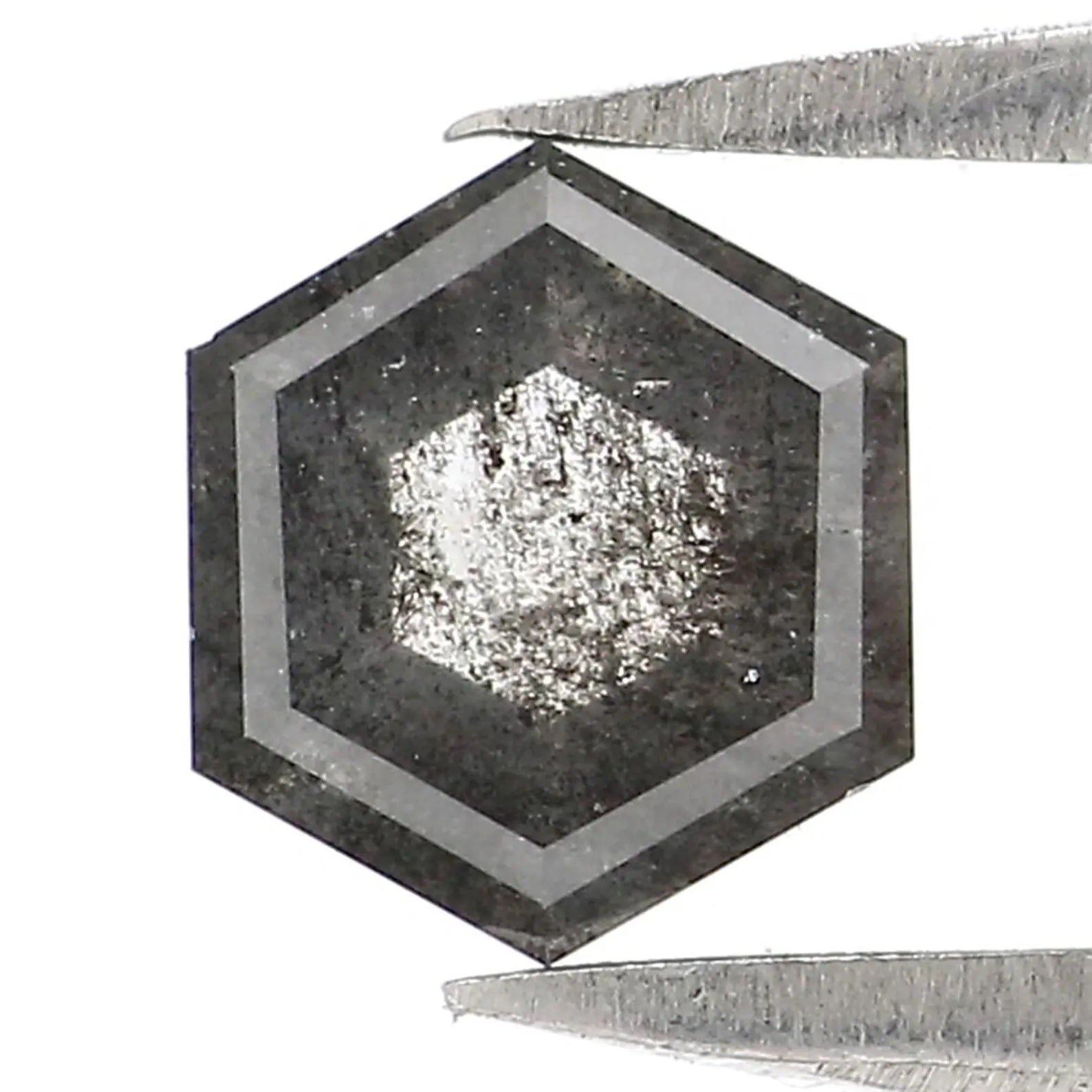 0.58 CT Natural Loose Hexagon Shape Diamond Salt And Pepper Hexagon Diamond 5.70 MM Natural Loose Diamond Hexagon Rose Cut Diamond NQ2453