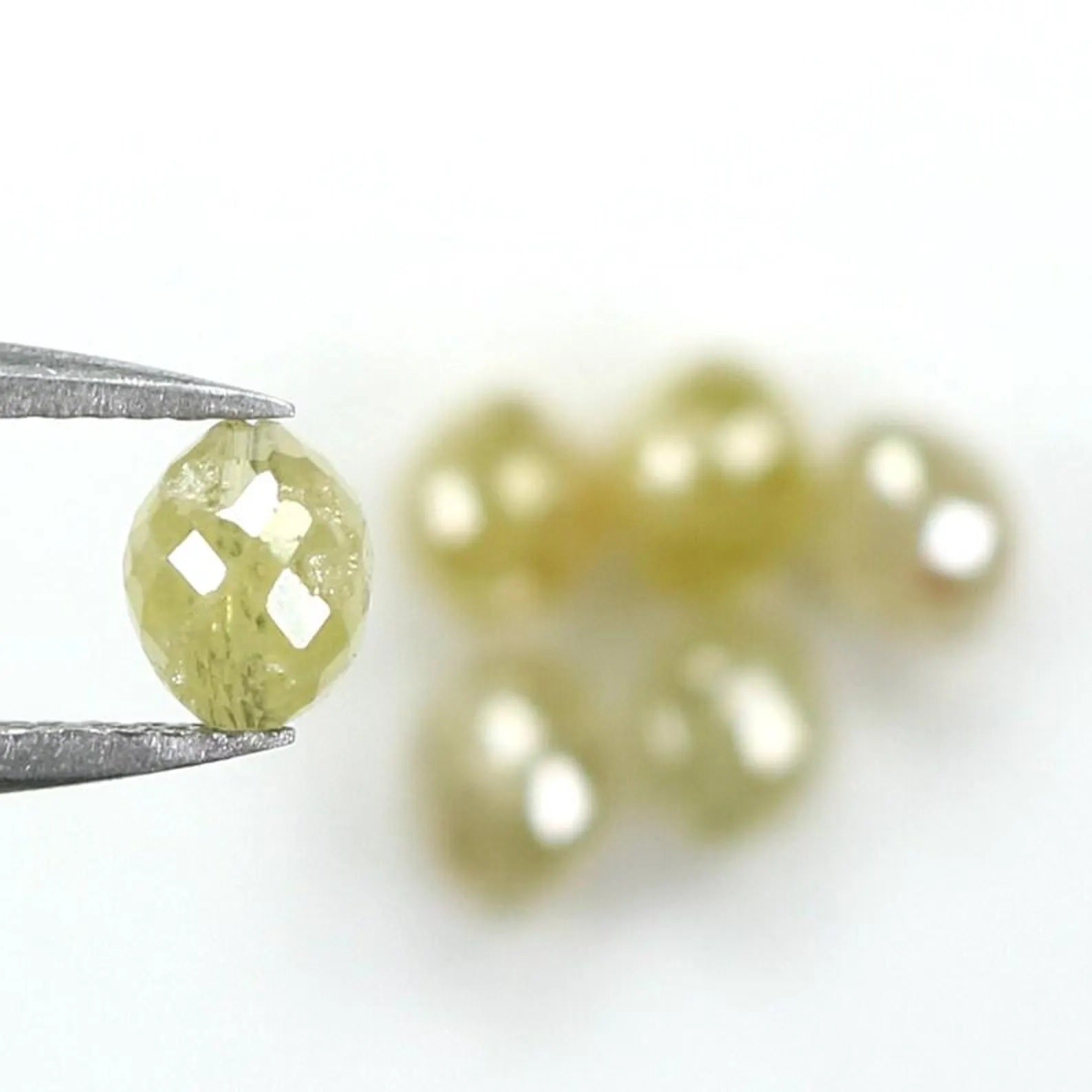 3.31 CT Natural Loose Egg Shape Bead Diamond Yellow Color Bead Diamond 4.30 MM Natural Diamond Gray Color Egg Shape Rose Cut Diamond NQB1785