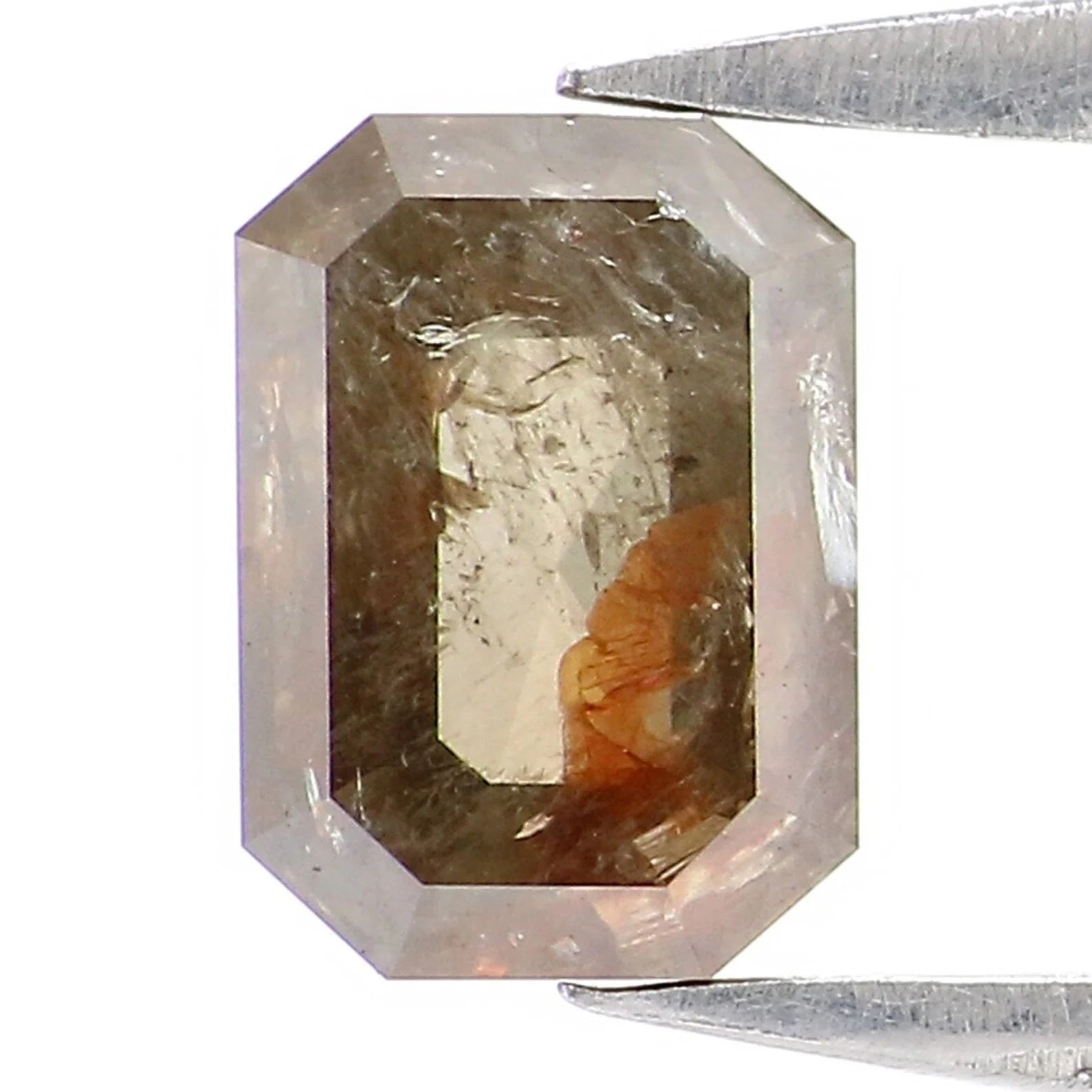 0.90 Ct Natural Loose Emerald Shape Diamond Grey Green Color Emerald Diamond 6.55 MM Natural Loose Grey Green Emerald Rose Cut Diamond NQ984